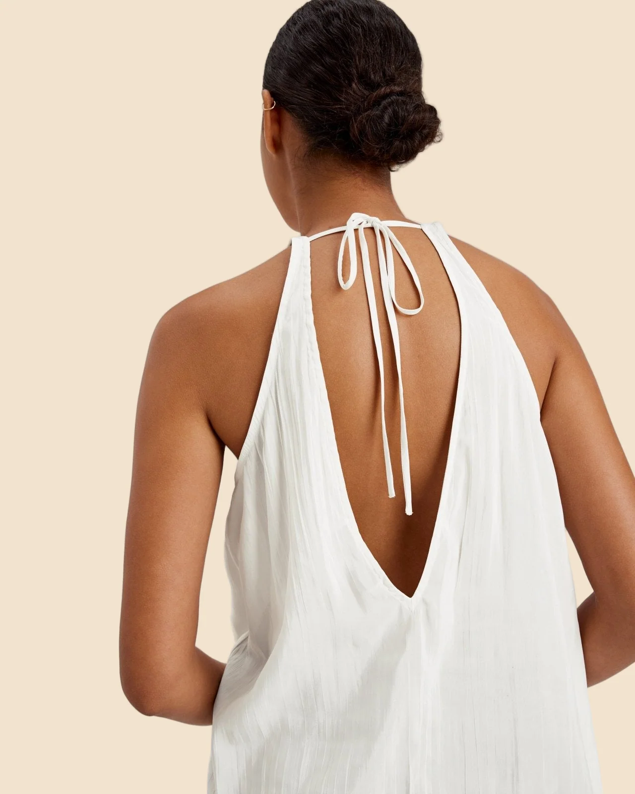 Milly Sleeveless Tie Neck Top | Ecru - Image 4
