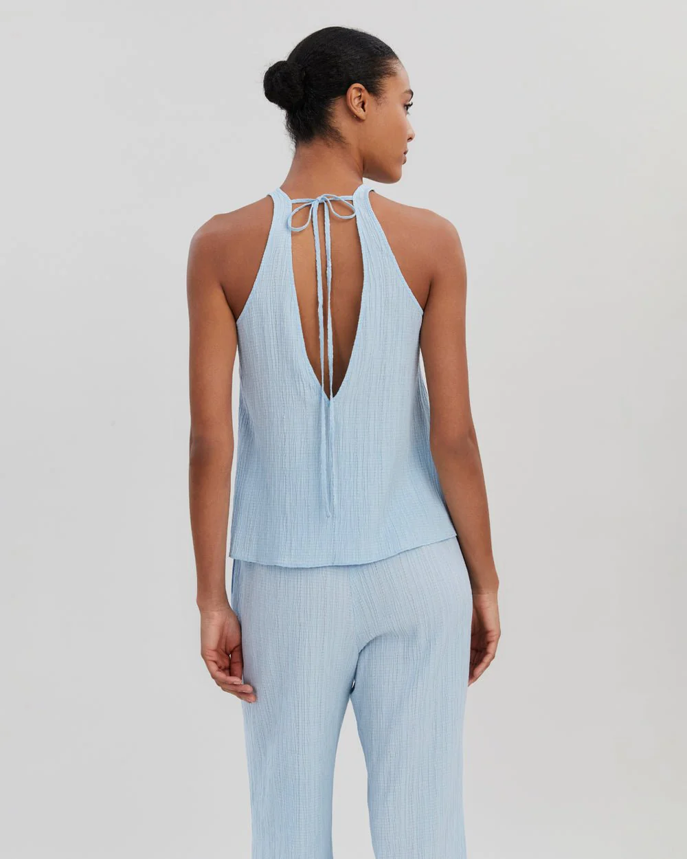 Milly Sleeveless Tie Neck Top | Powder Blue - Image 5