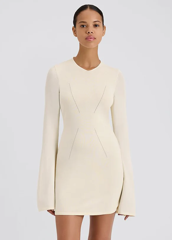 Narcia Knit Openback Mini Dress | Ecru
