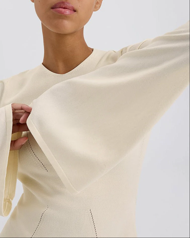 Narcia Knit Openback Mini Dress | Ecru - Image 5