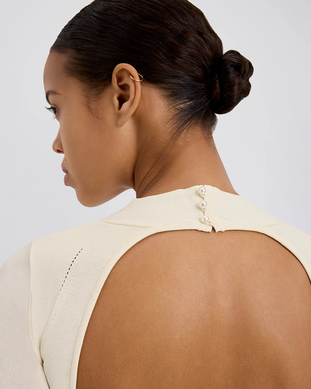 Narcia Knit Openback Mini Dress | Ecru - Image 6