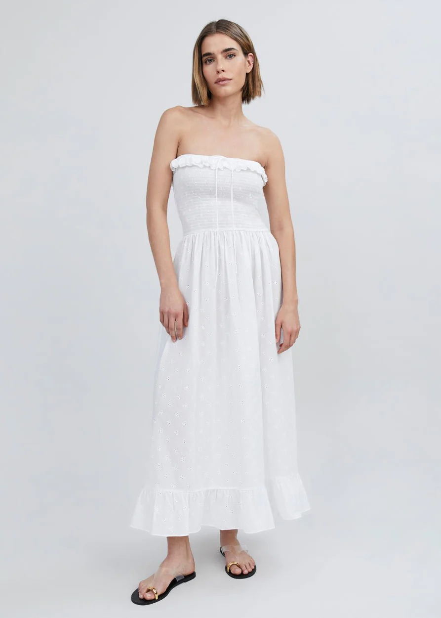 Eyelet Nicole Dress | Optic White