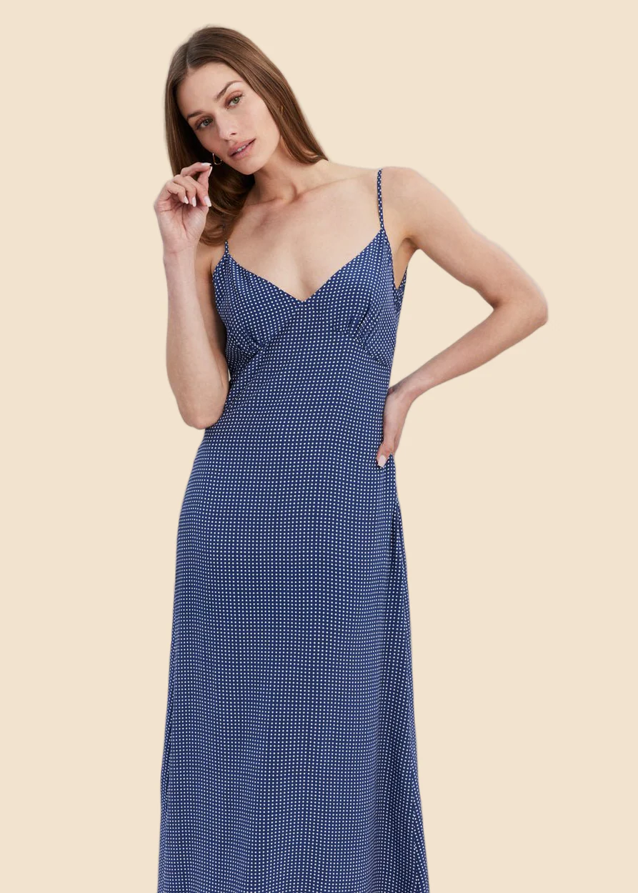 Rosetta Dress | Midnight Blue Polka Dot