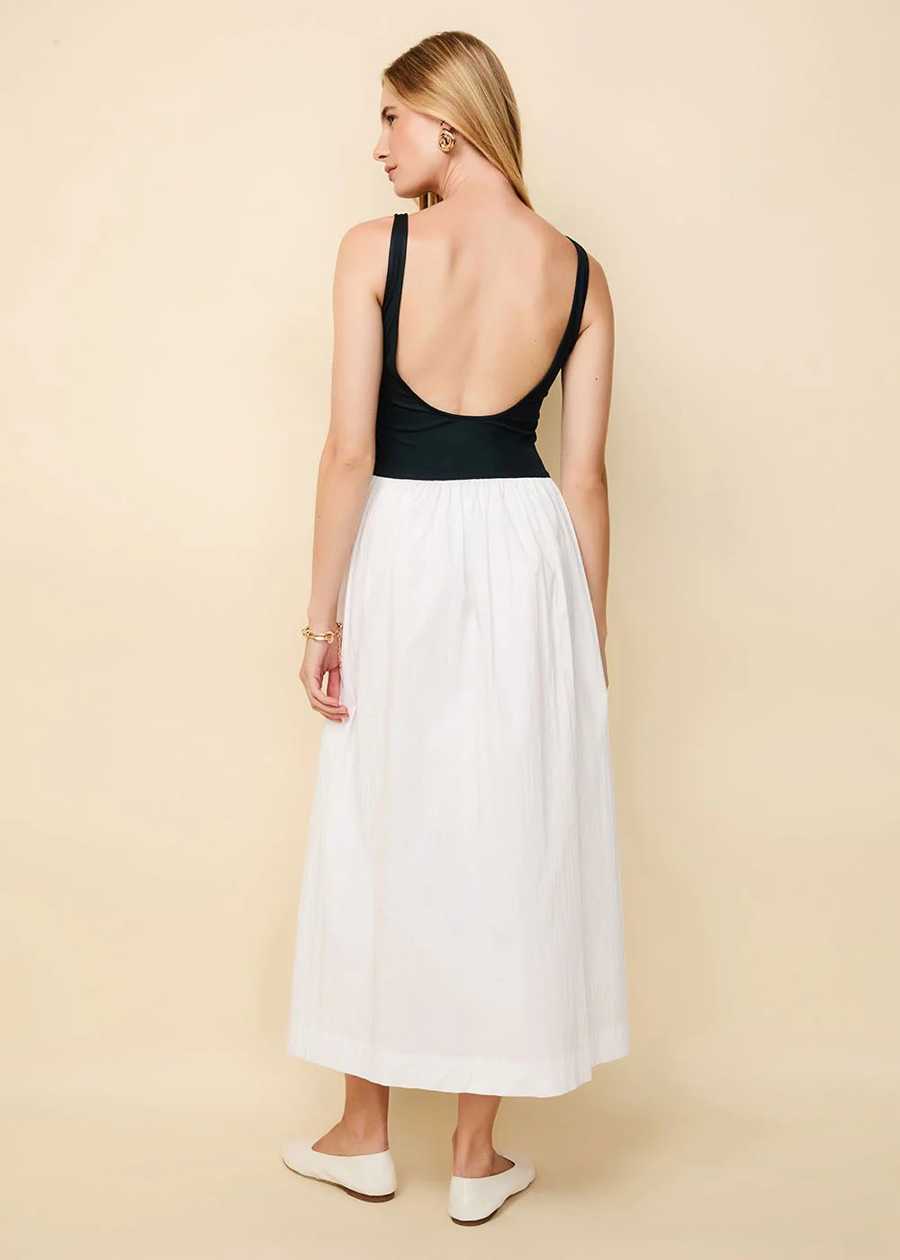 Samantha Scoopback Dress | French Navy / Ecru - Image 2