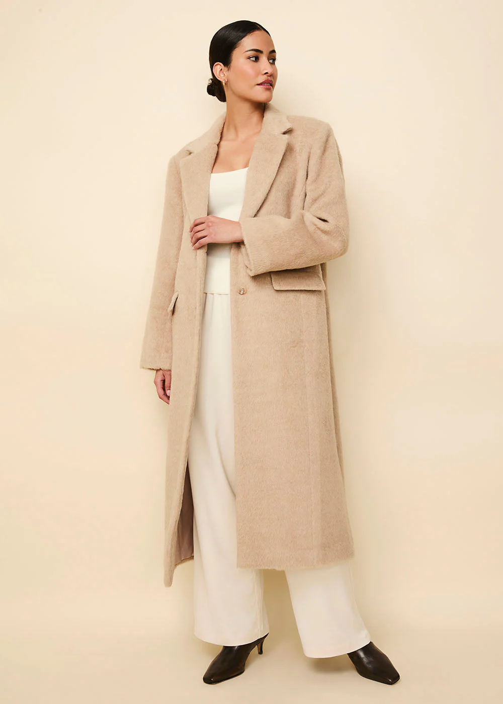 Warren Alpaca Blend Long Coat | Camel