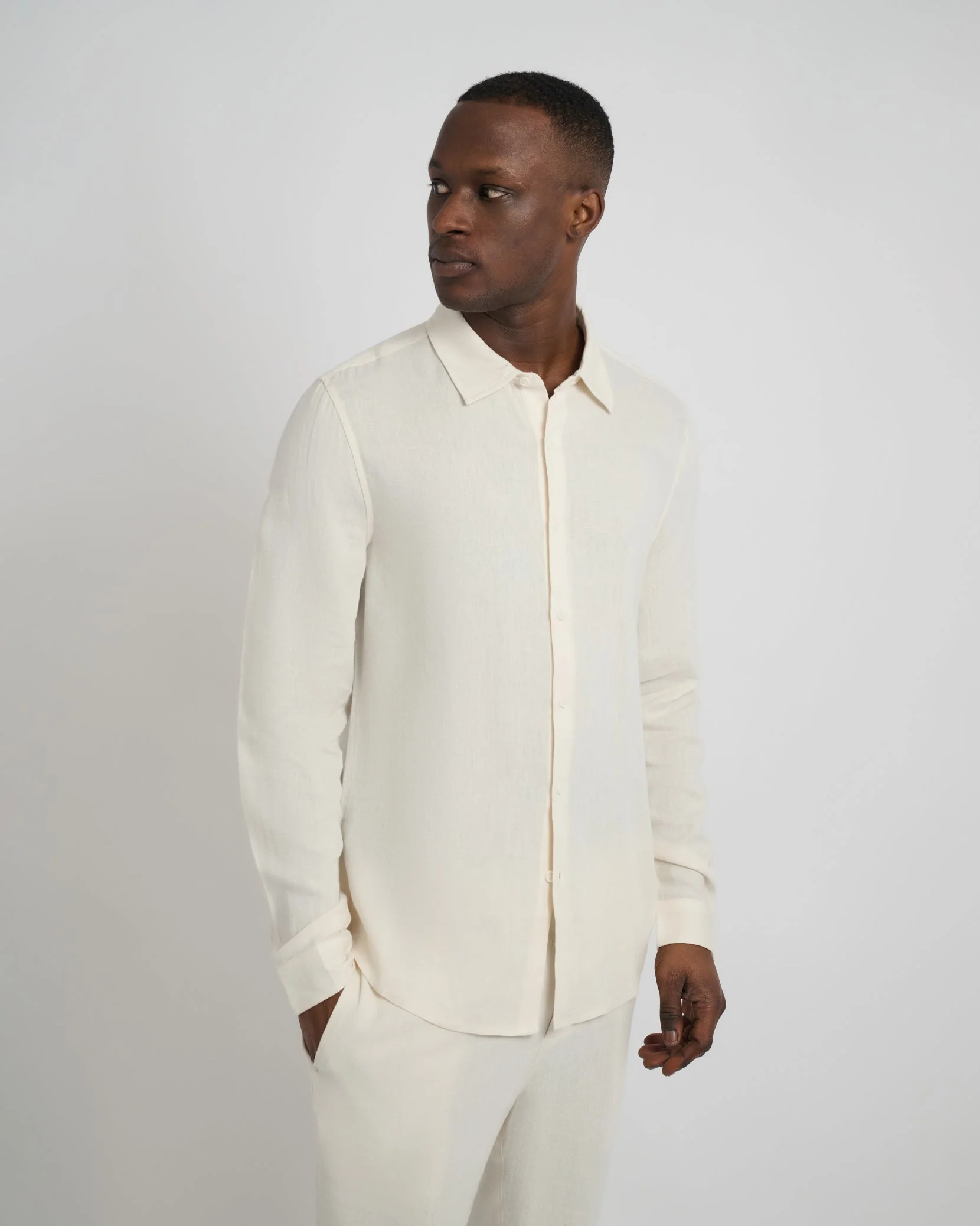 Mens | Standard Long Sleeve Linen Shirt | Oat - Image 2