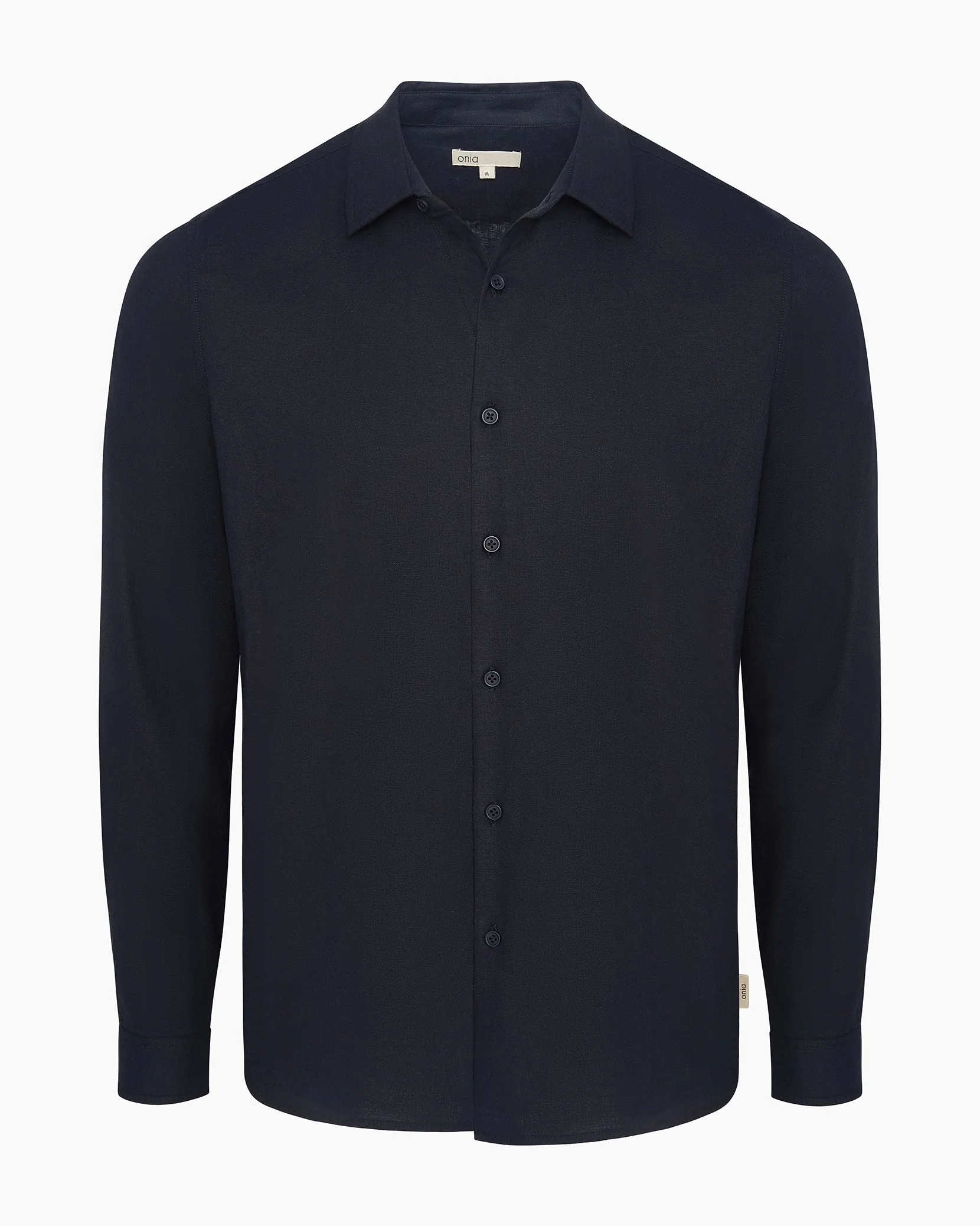 Mens | Stretch Linen Long Sleeve Shirt | Midnight
