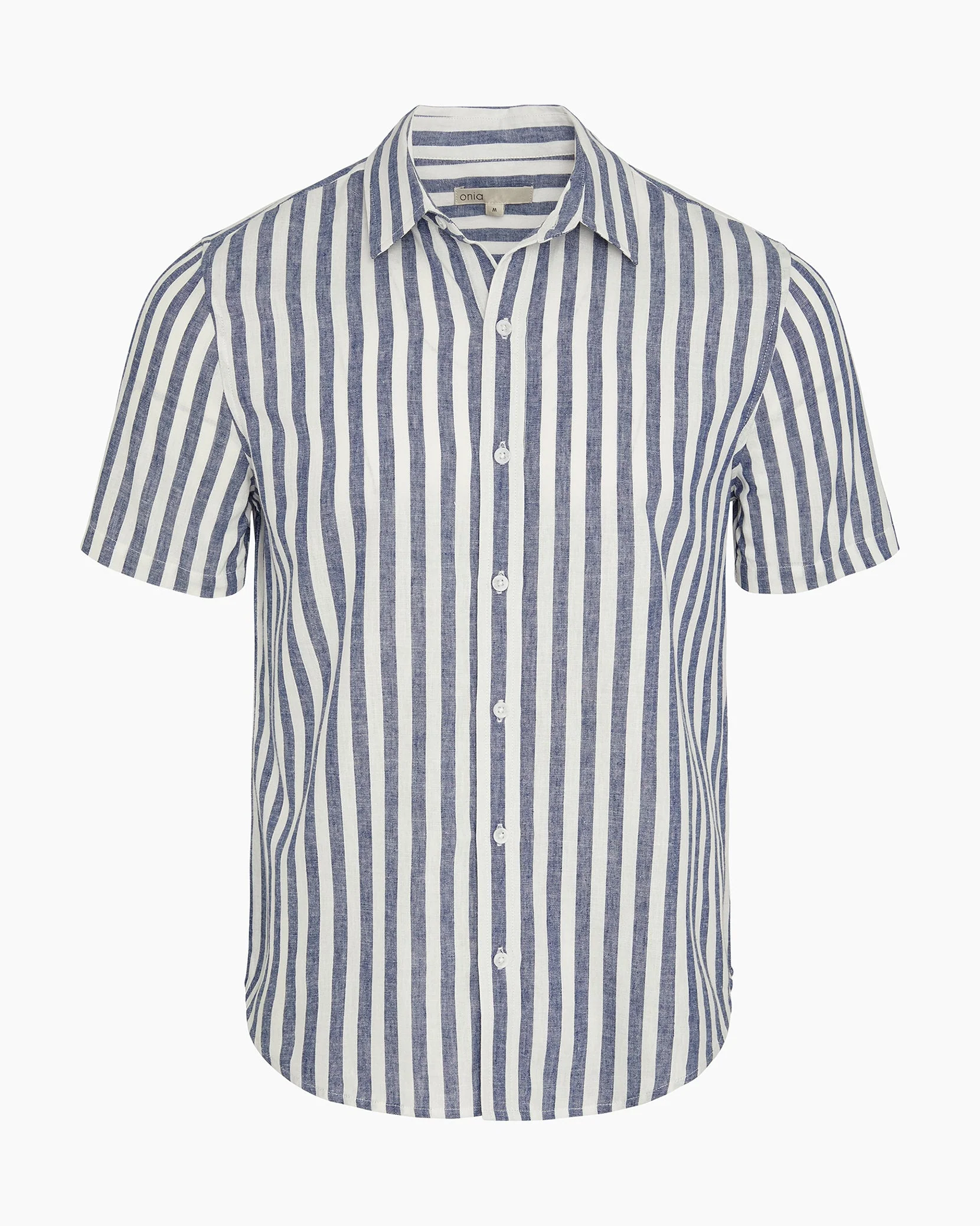 Mens | Stripe Short Sleeve Linen Shirt | Navy