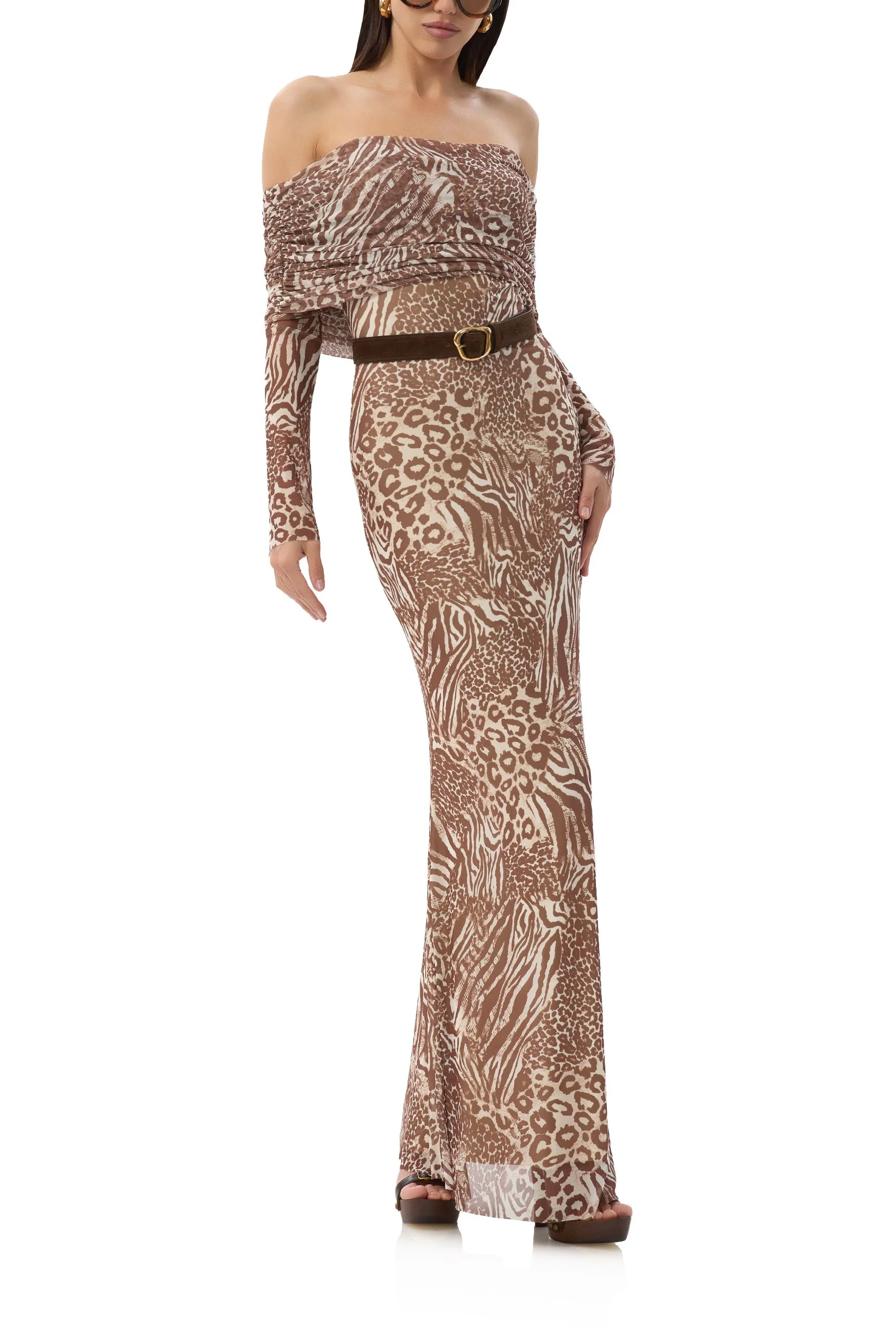 Thelma Dress | Taupe Animal