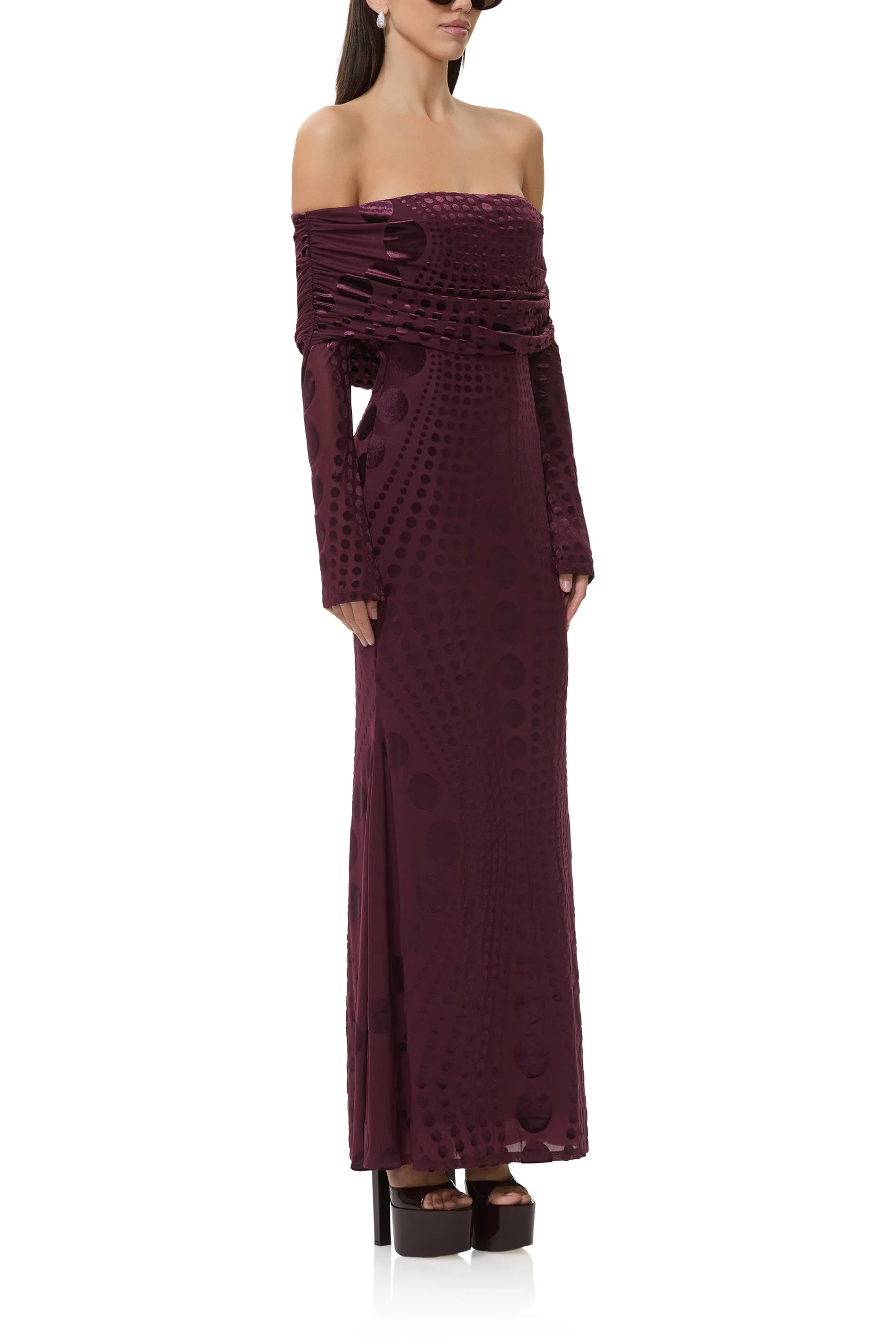 Thelma Velvet Dress | Cab Tonal Dot - Image 3