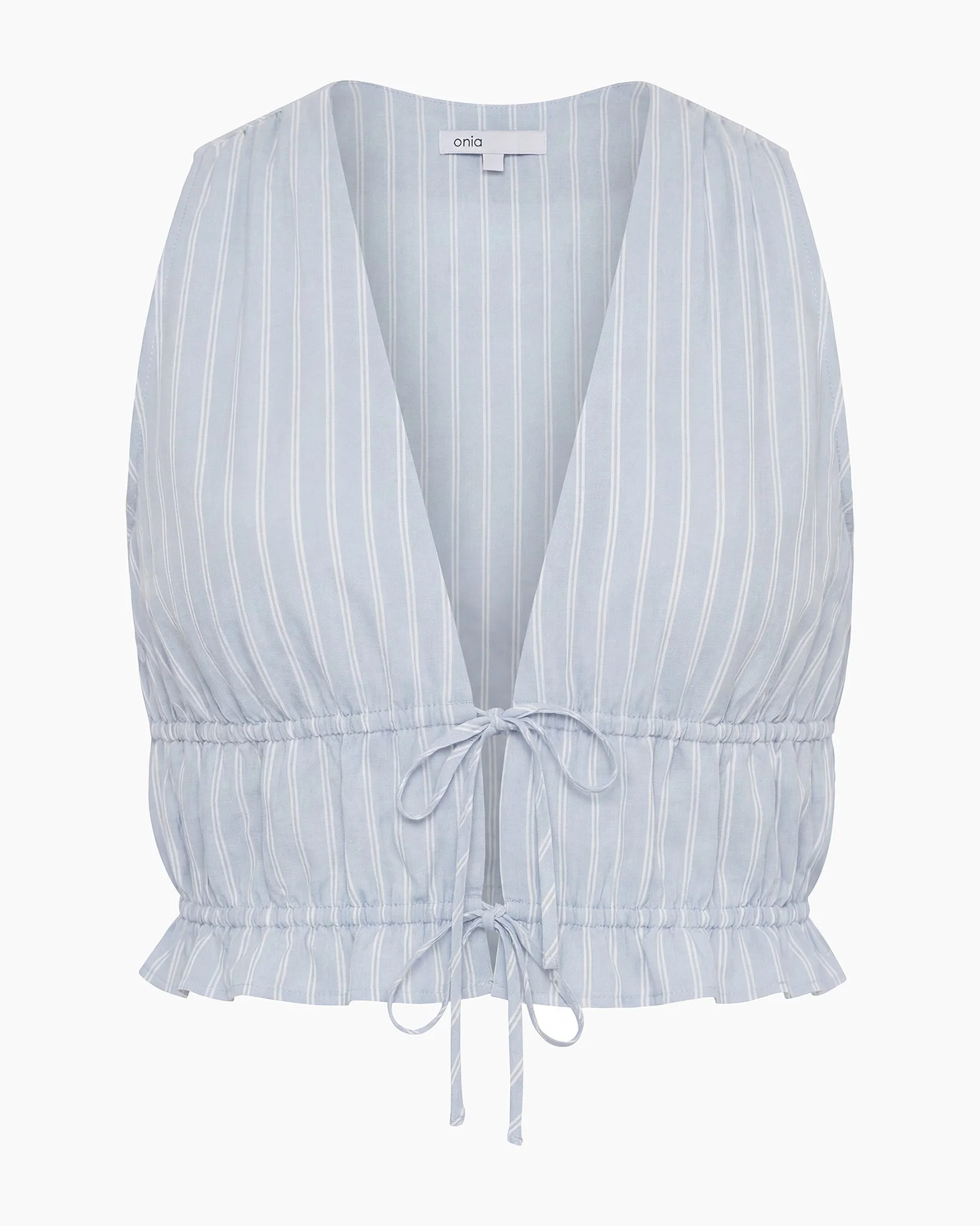 Womens | Tie Front Top | Light Sky