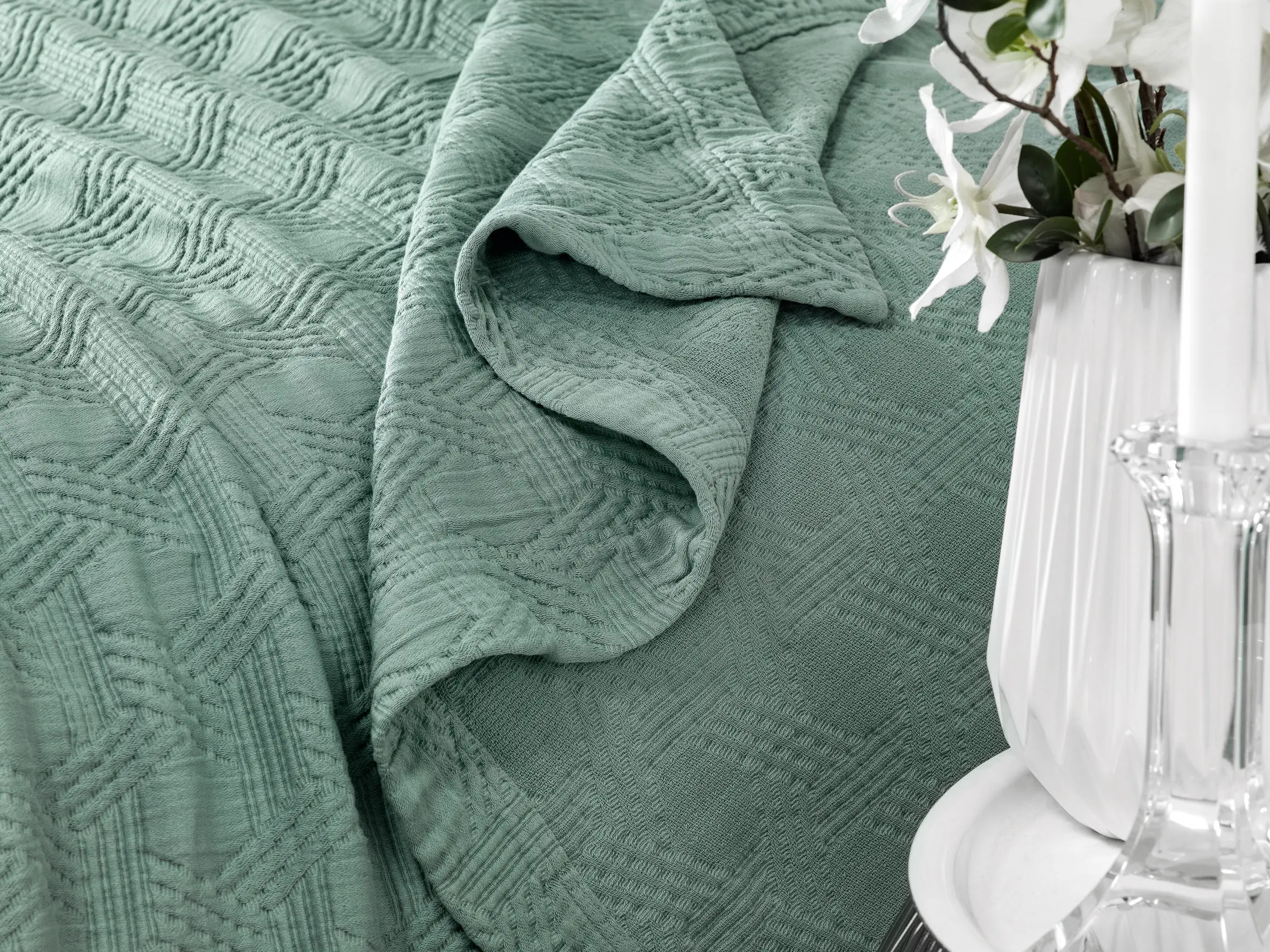 Bedspread - Maisie | Green | 95" x 102" - Image 5