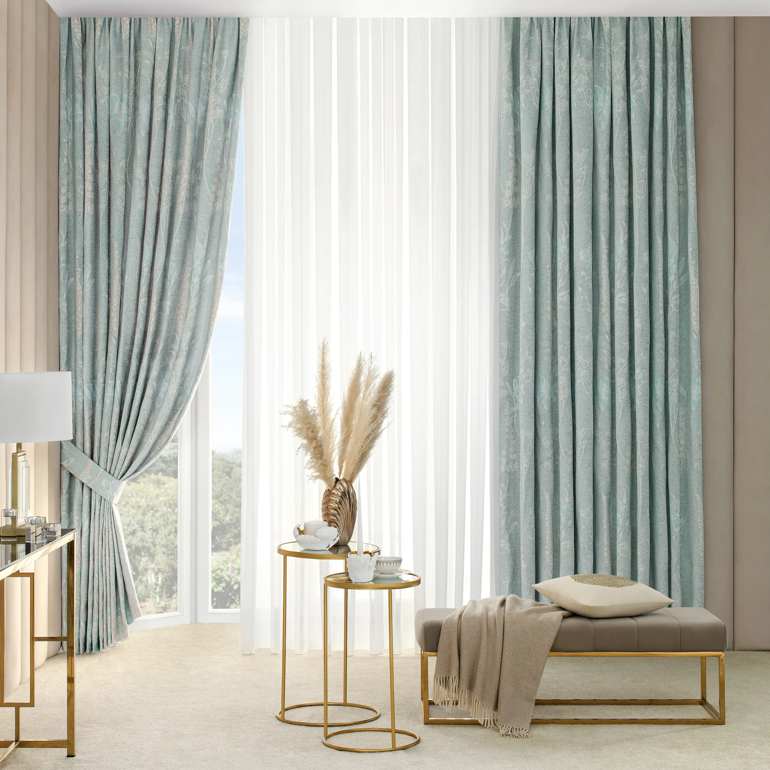 Curtains - Arce | Light Blue | 102" x 118"-2