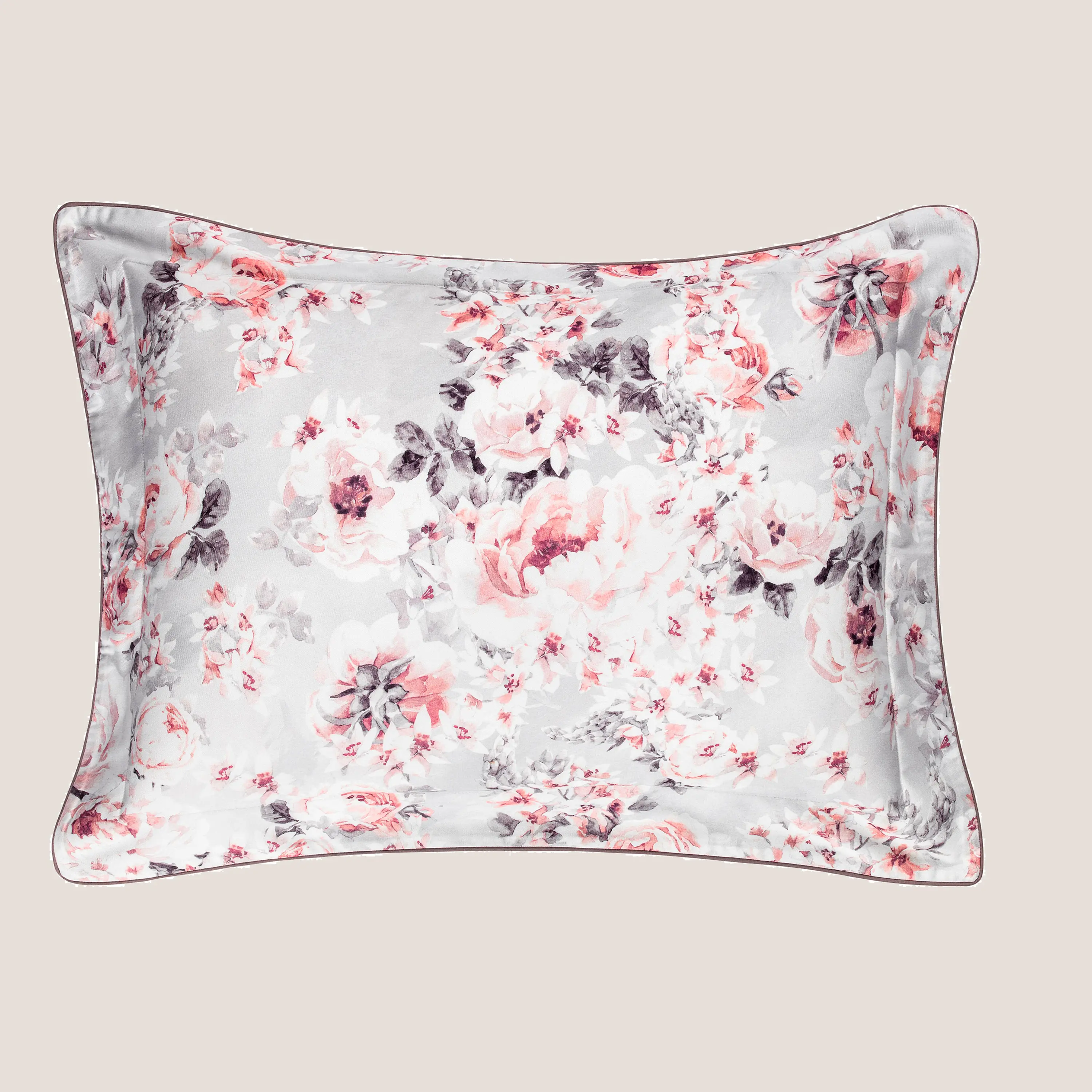 Decorative Pillowcase - Loretta | Light Gray/Iridescent Coral | 12" x 16" - Image 2