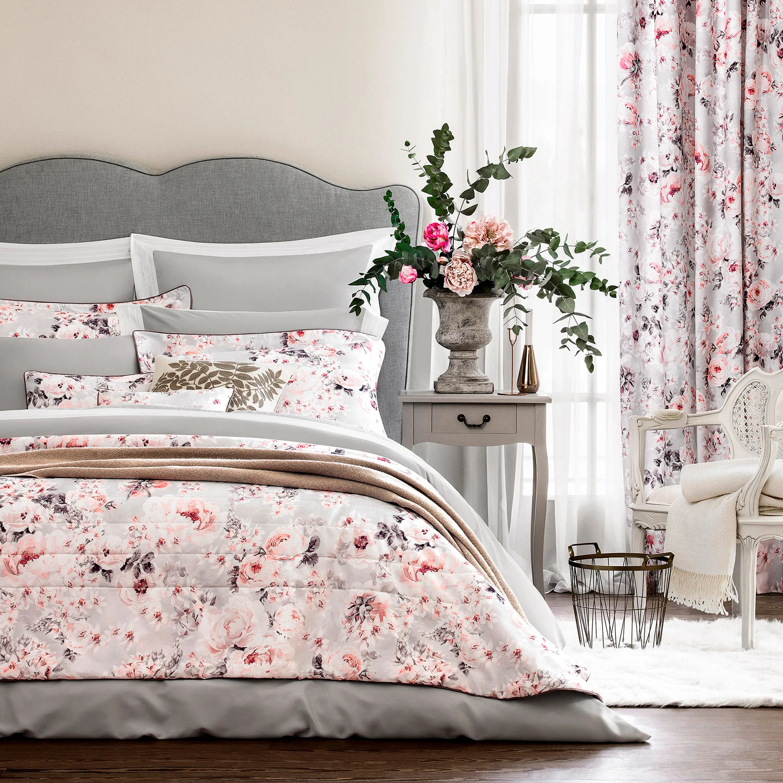 Decorative Pillowcase - Loretta | Light Gray/Iridescent Coral | 12" x 16" - Image 4