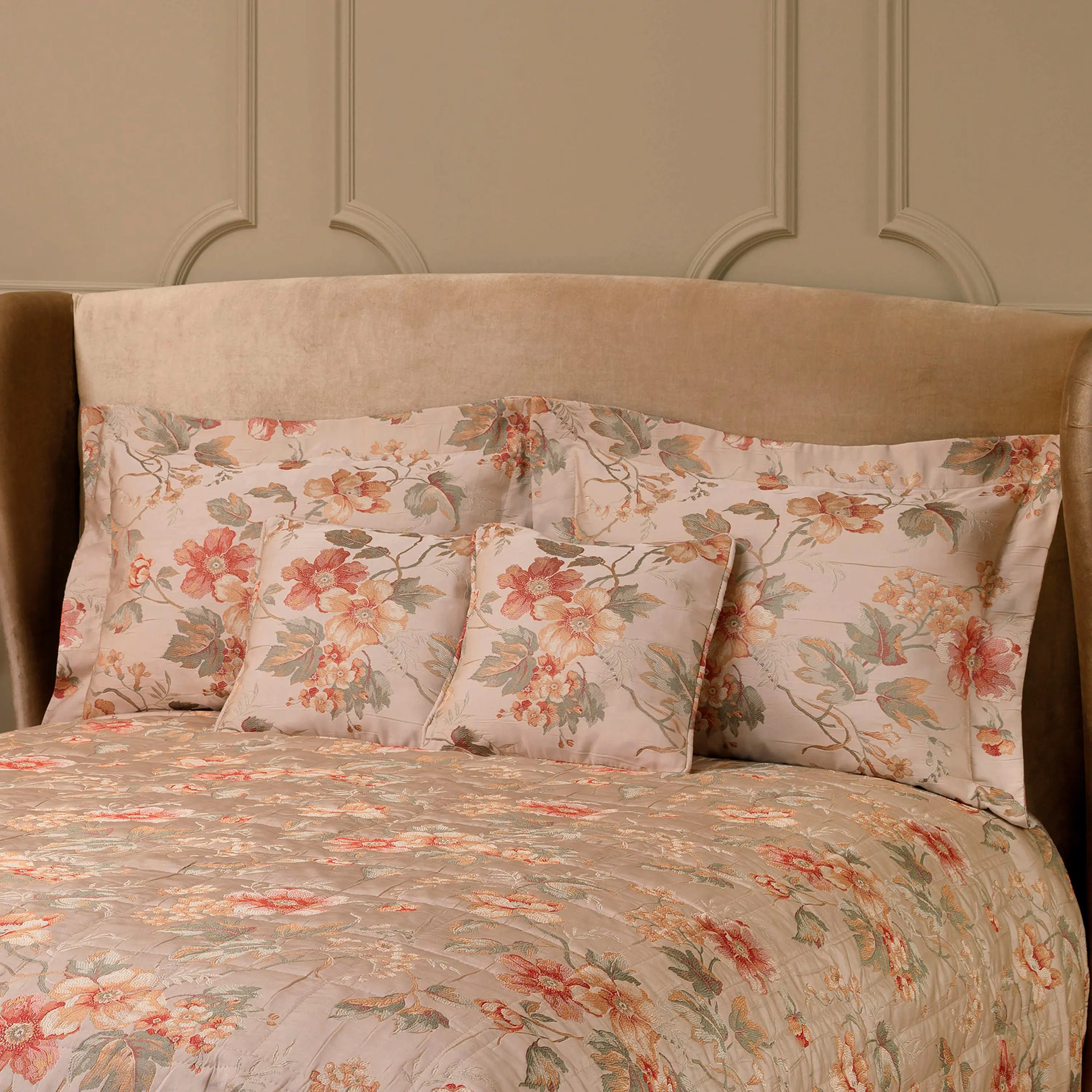 Decorative Pillowcase - Mirabel | Beige/Red/Green | 16" x 16"
