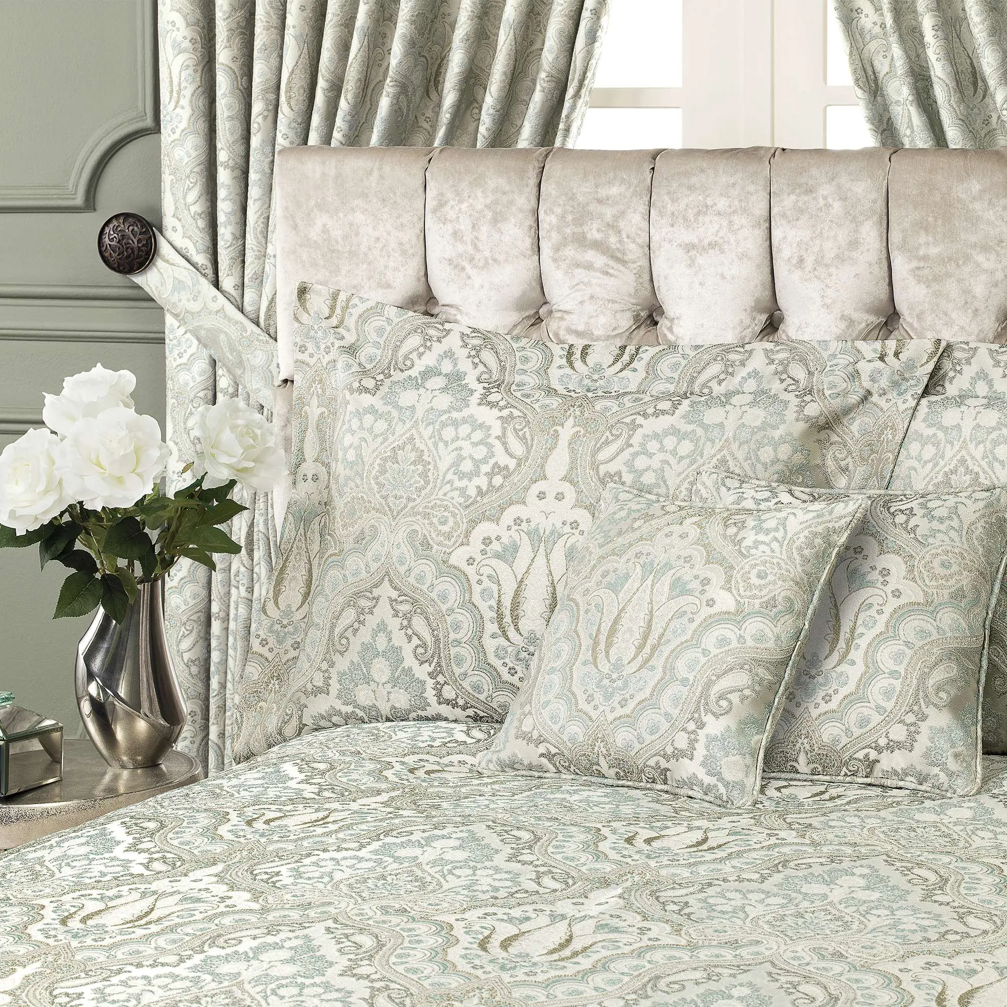 Decorative Pillowcase - Stella | Silver Gray/Light Aqua | 20" x 28"