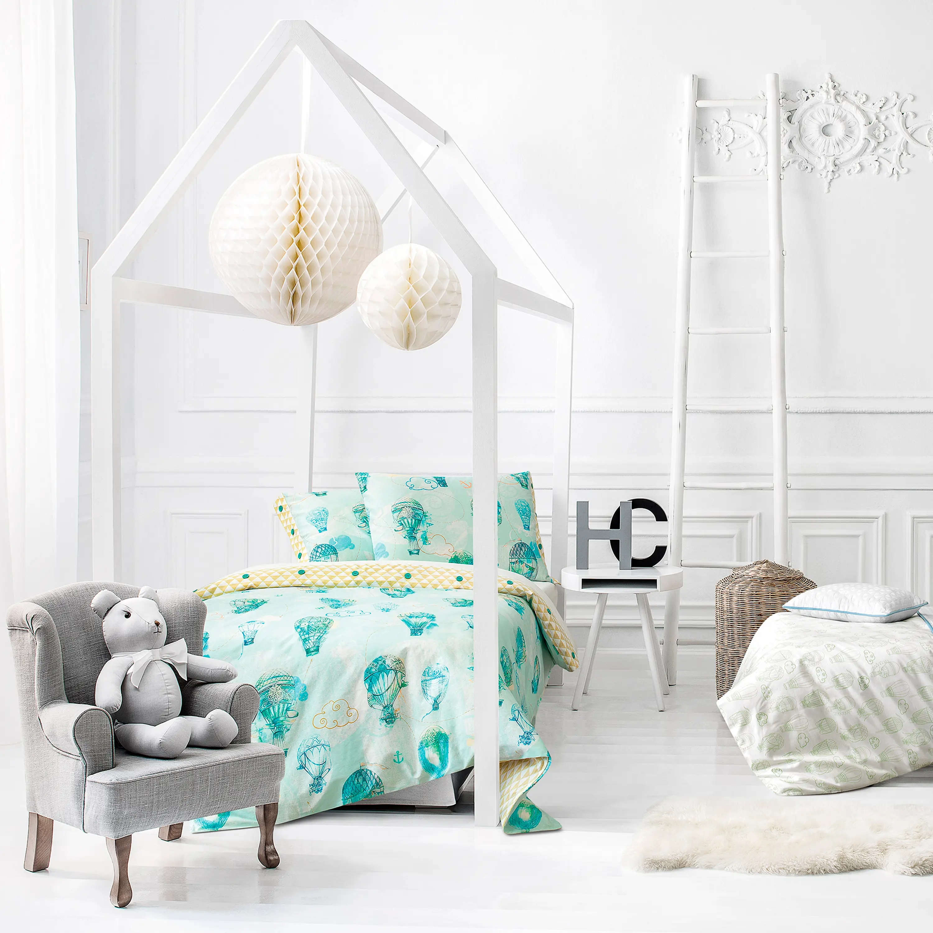 Duvet Сover - Air Baloon Dreams | Turquoise/White | Single - Image 2