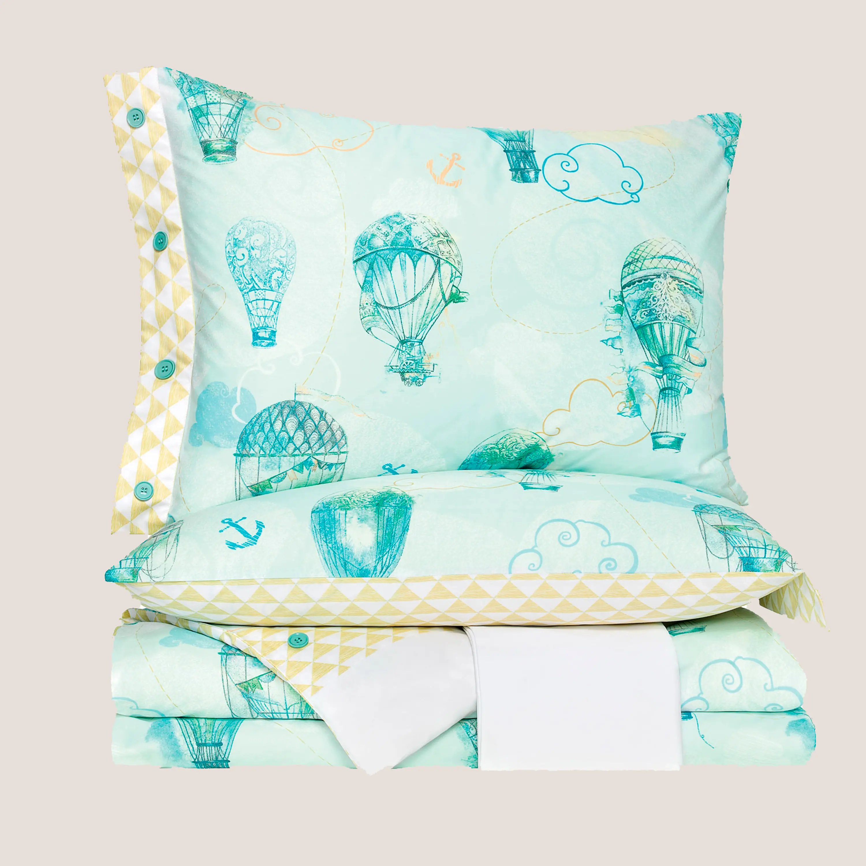 Duvet Сover - Air Baloon Dreams | Turquoise/White | Single - Image 4