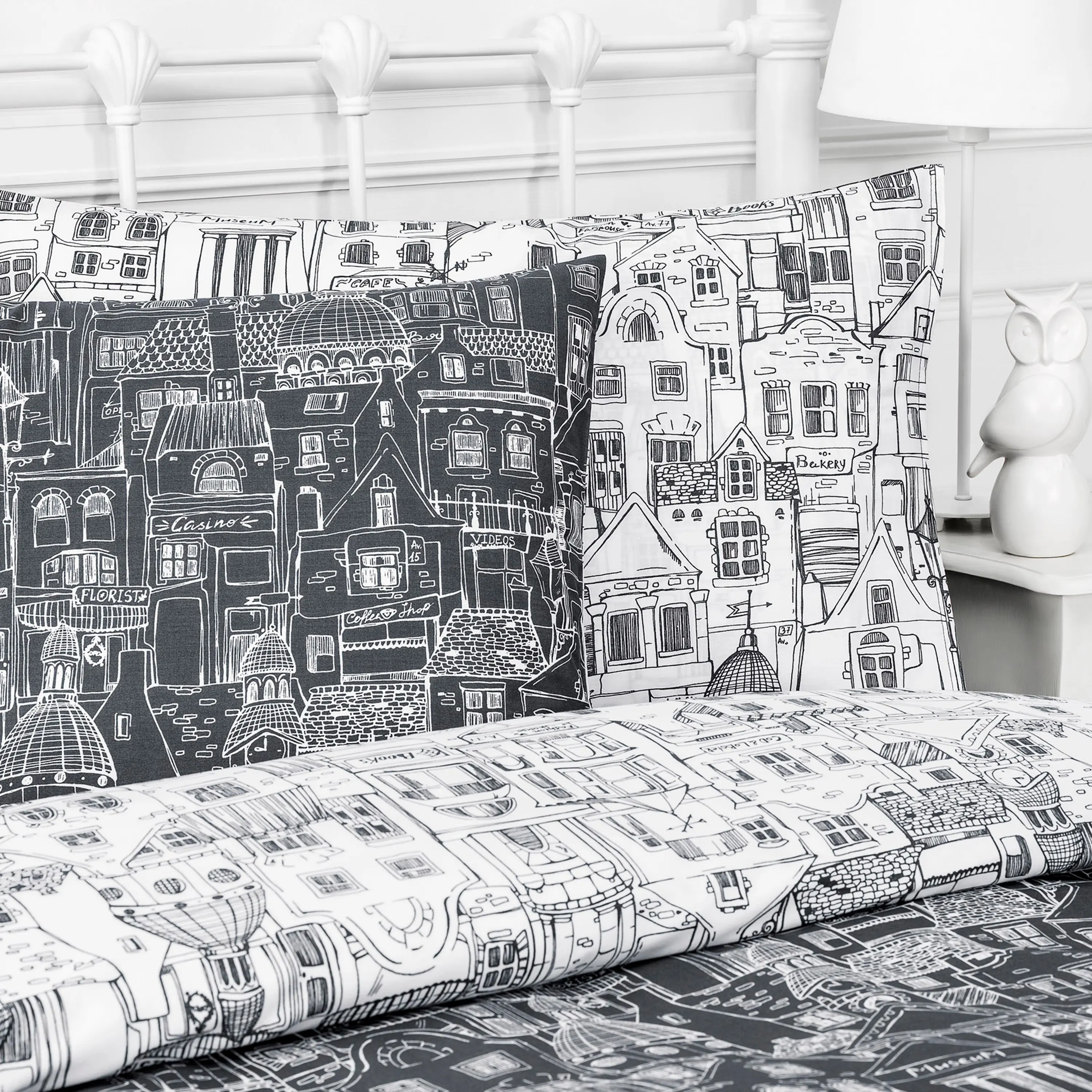 Duvet Cover - City | Grey | Full - Image 3