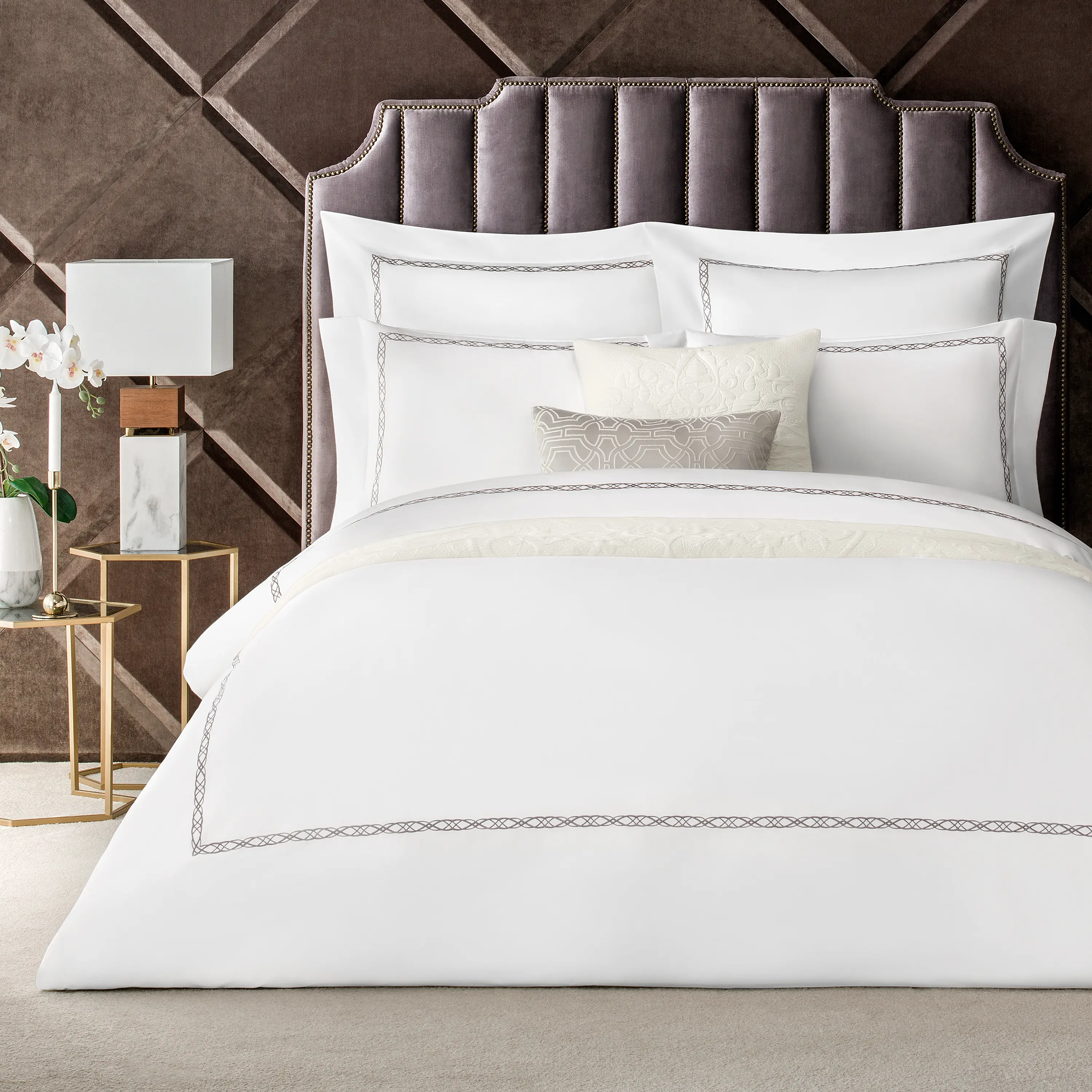 Duvet Cover - Mia | White/Brown | Twin