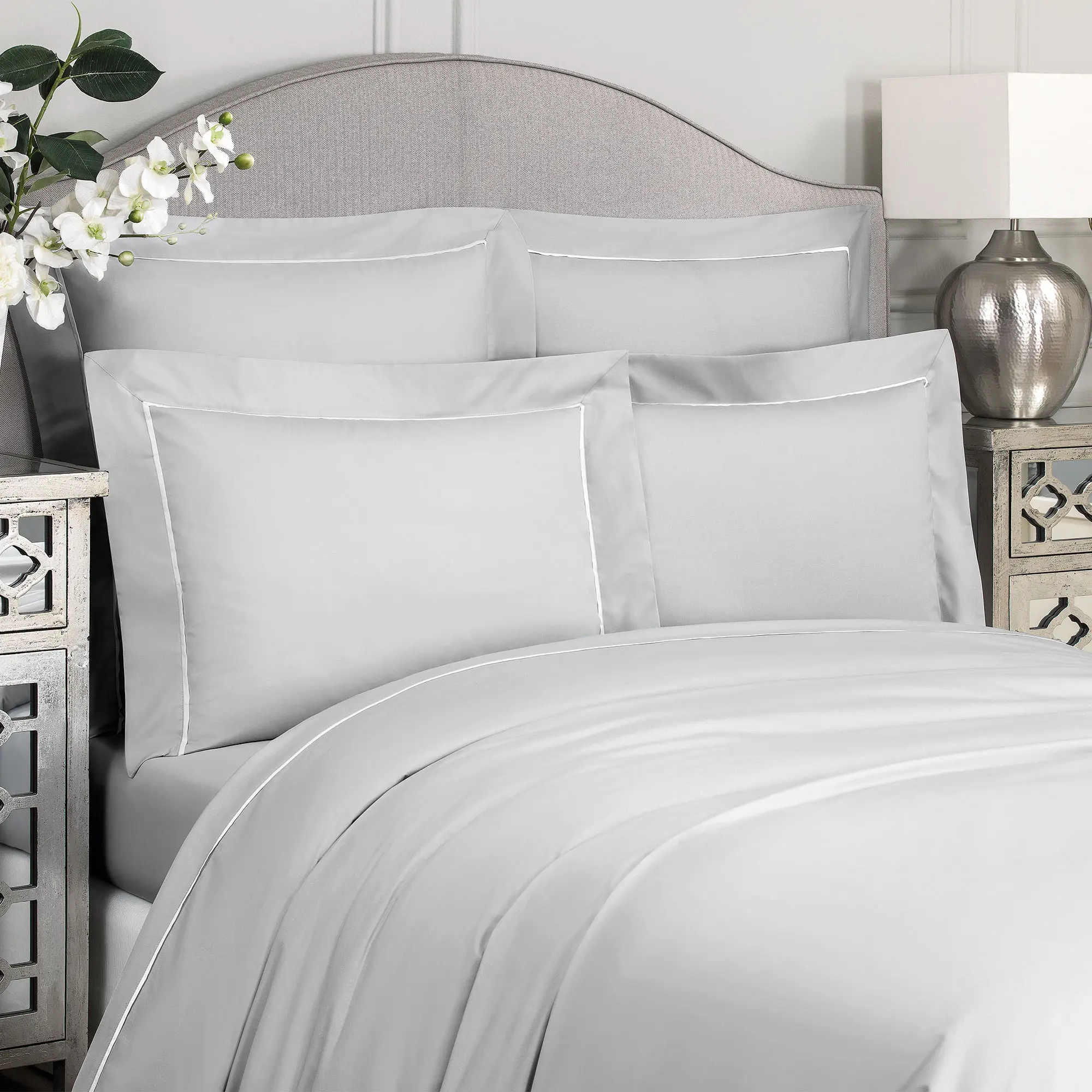 Duvet Cover - Plaza | White/Grey | Super King - Image 4