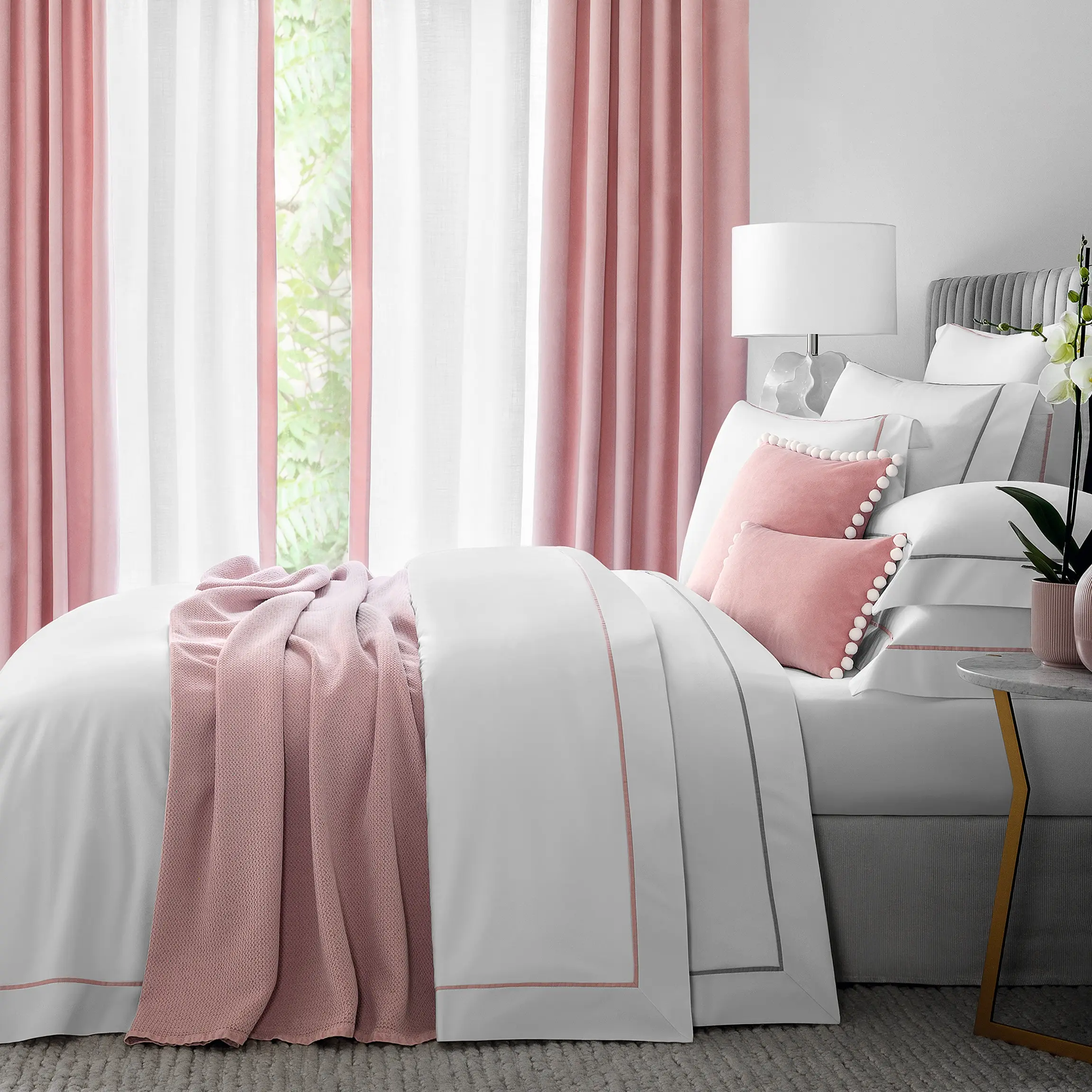 Duvet Cover - Plaza | White/Pink | Super King - Image 2