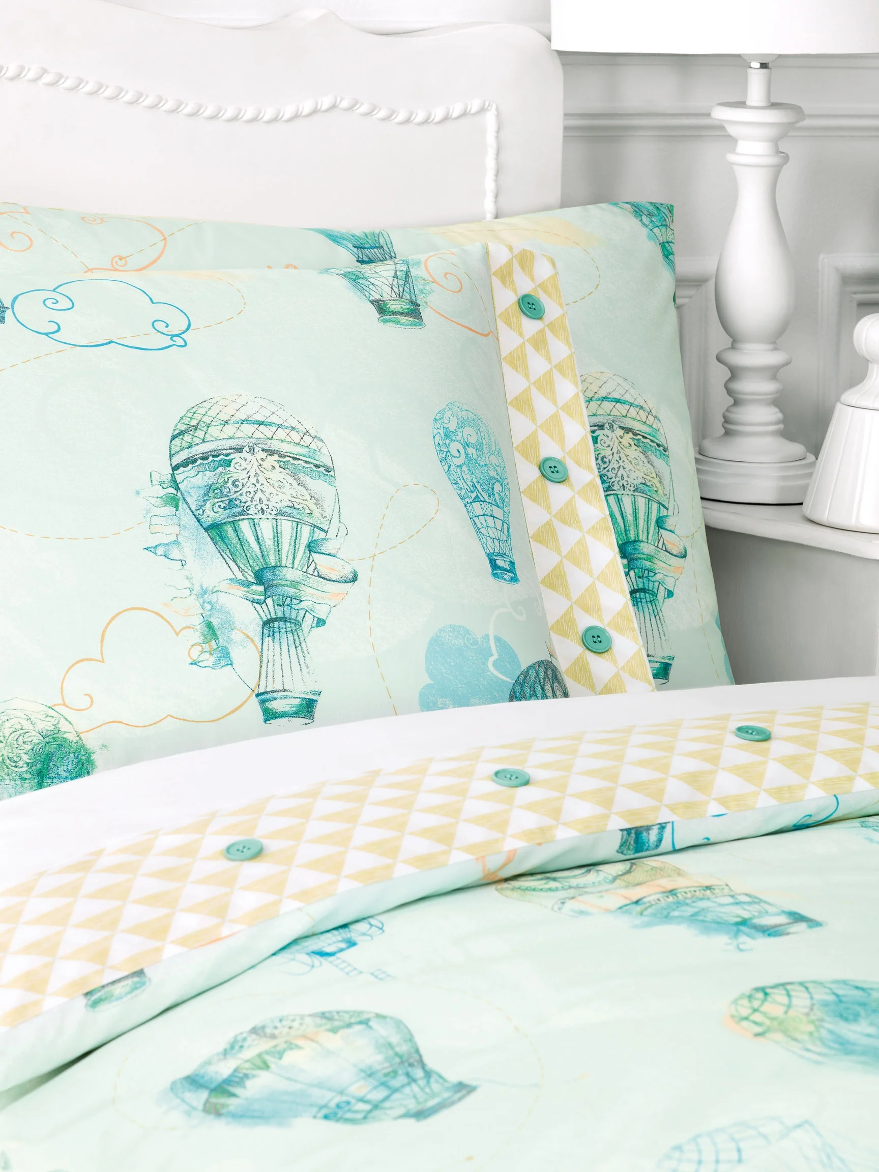 Flat Sheet - Air Baloon Dreams | Turquoise/White | Single - Image 4