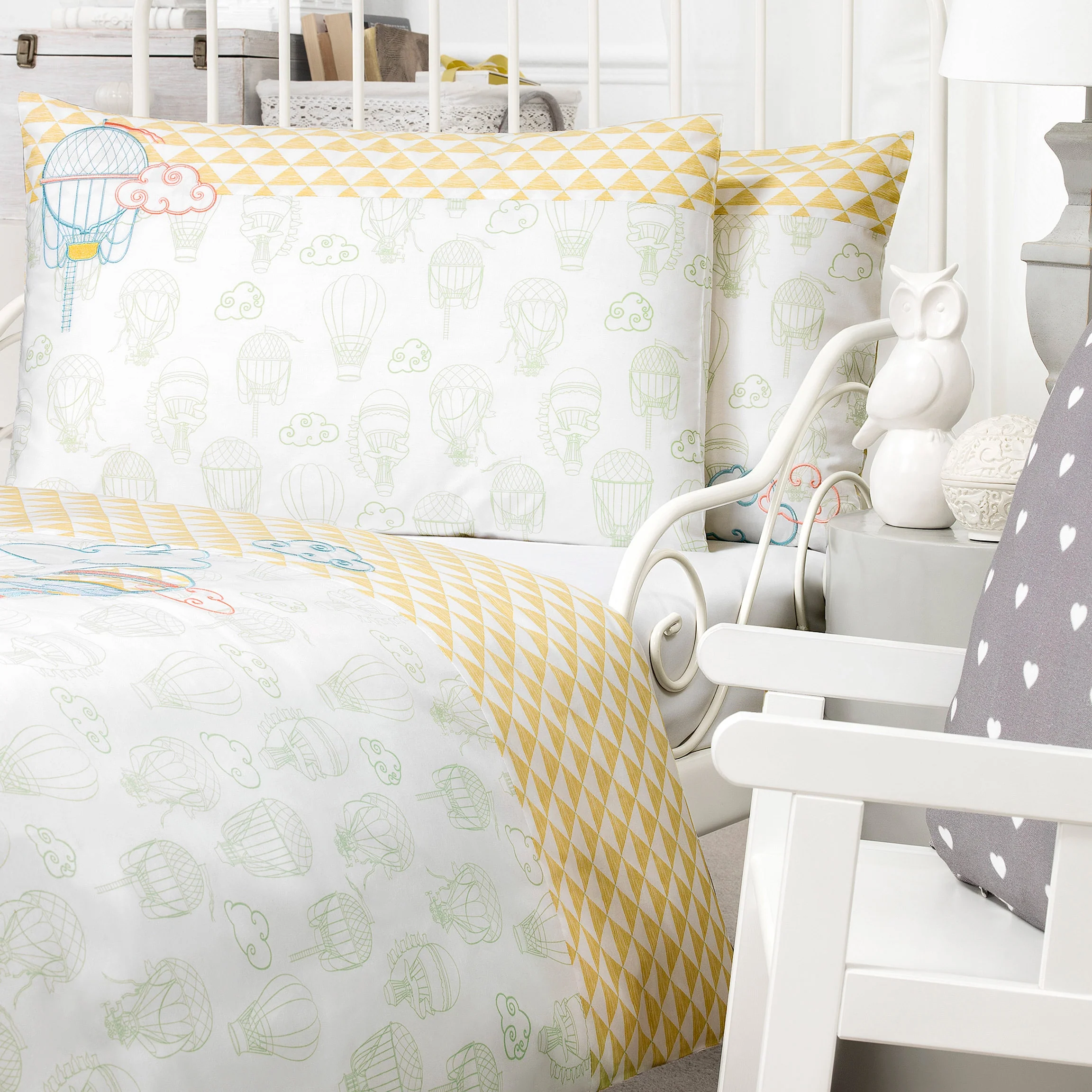 Kids | Flat Sheet - Air Baloon Dreams | Turquoise/White - Image 3