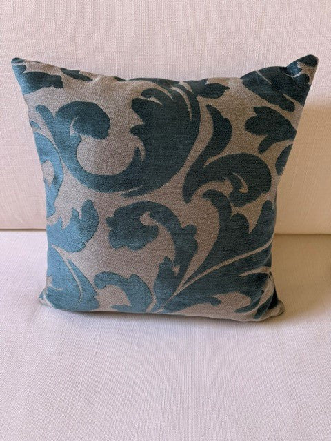 Ornament Decorative Pillow | Grey/Blue | 16" x 16"