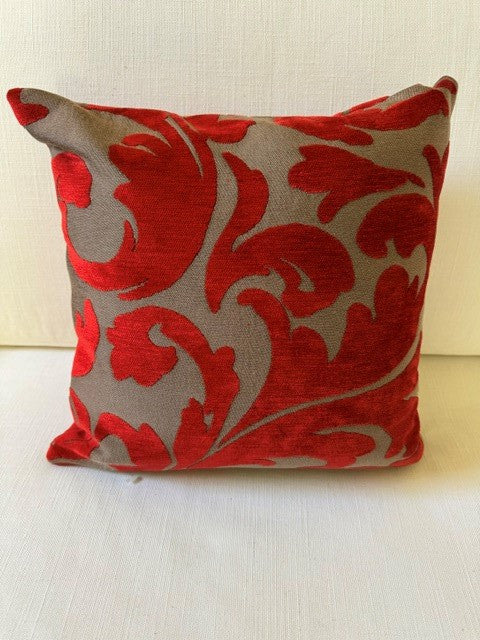 Ornament Decorative Pillow | Grey/Red | 16" x 16" - Image 2