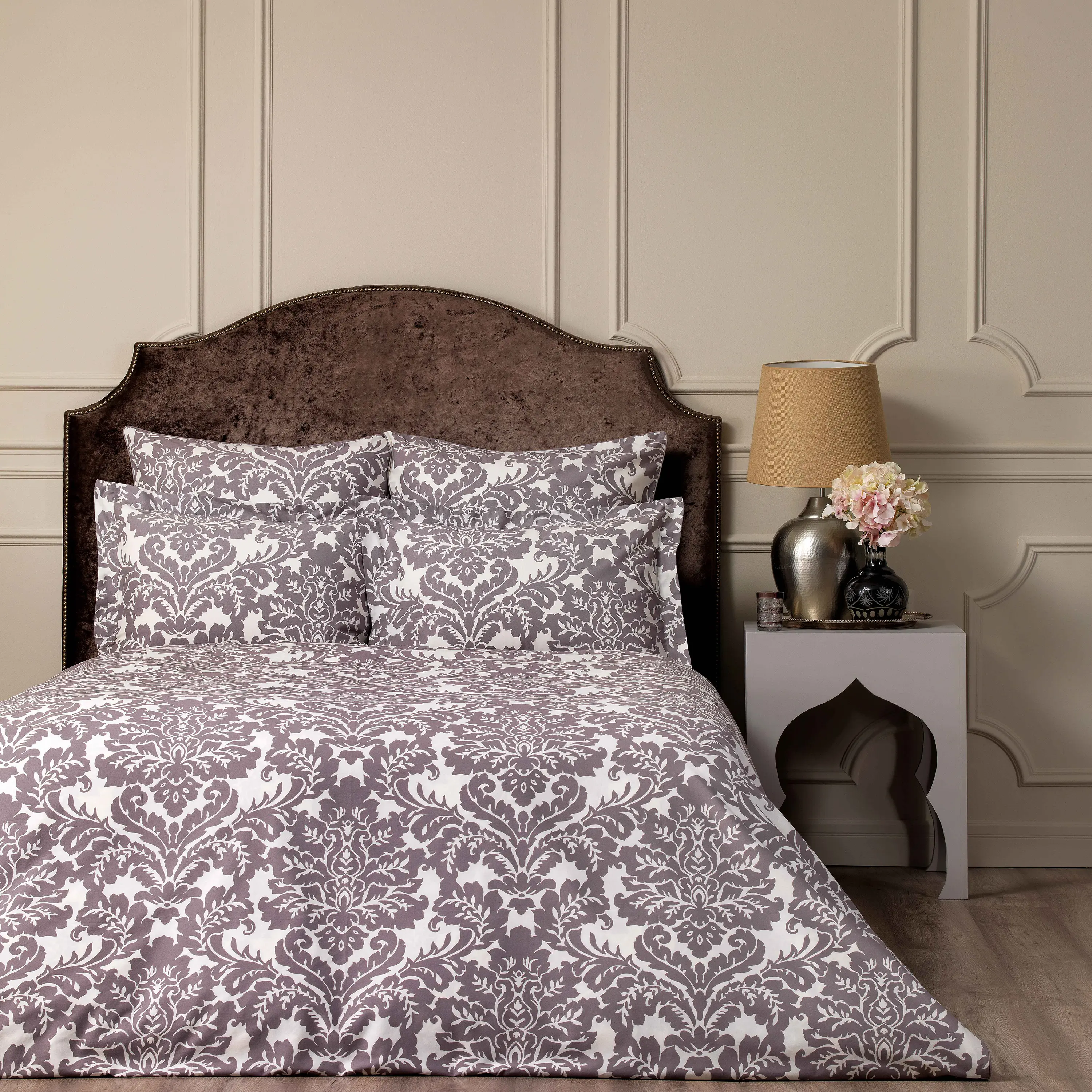 Pillowcase - Damask | Dusty Gray/Brown/Ivory | Decor - Image 5