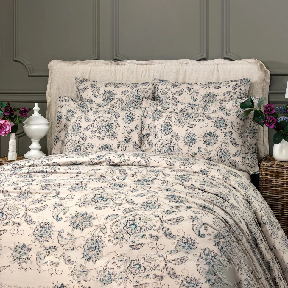 Pillowcase - Madeleine | Natural Beige/Blue | Standard