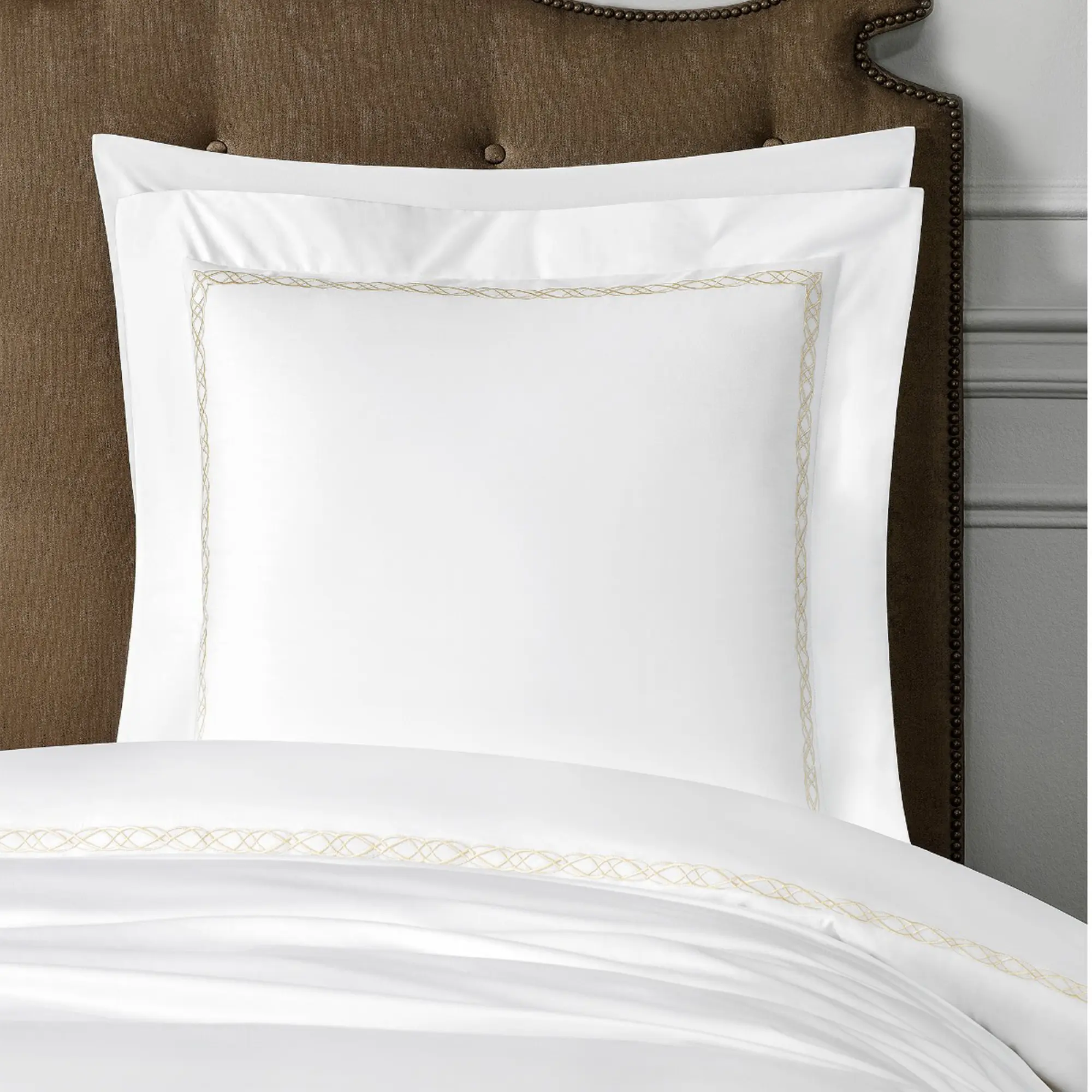 Pillowcase - Mia | White/Gold | Euro
