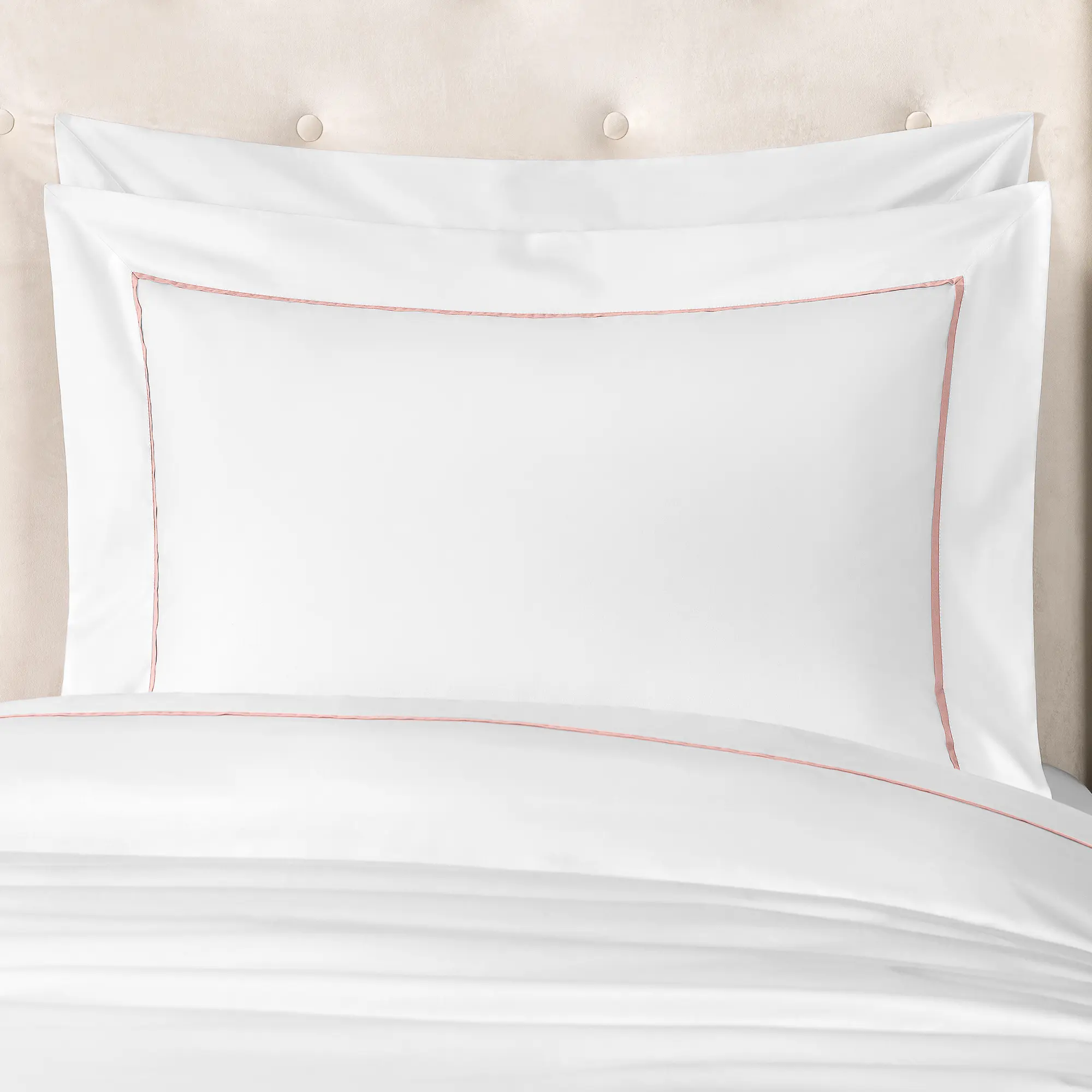 Pillowcase - Plaza | White/Pink | Euro