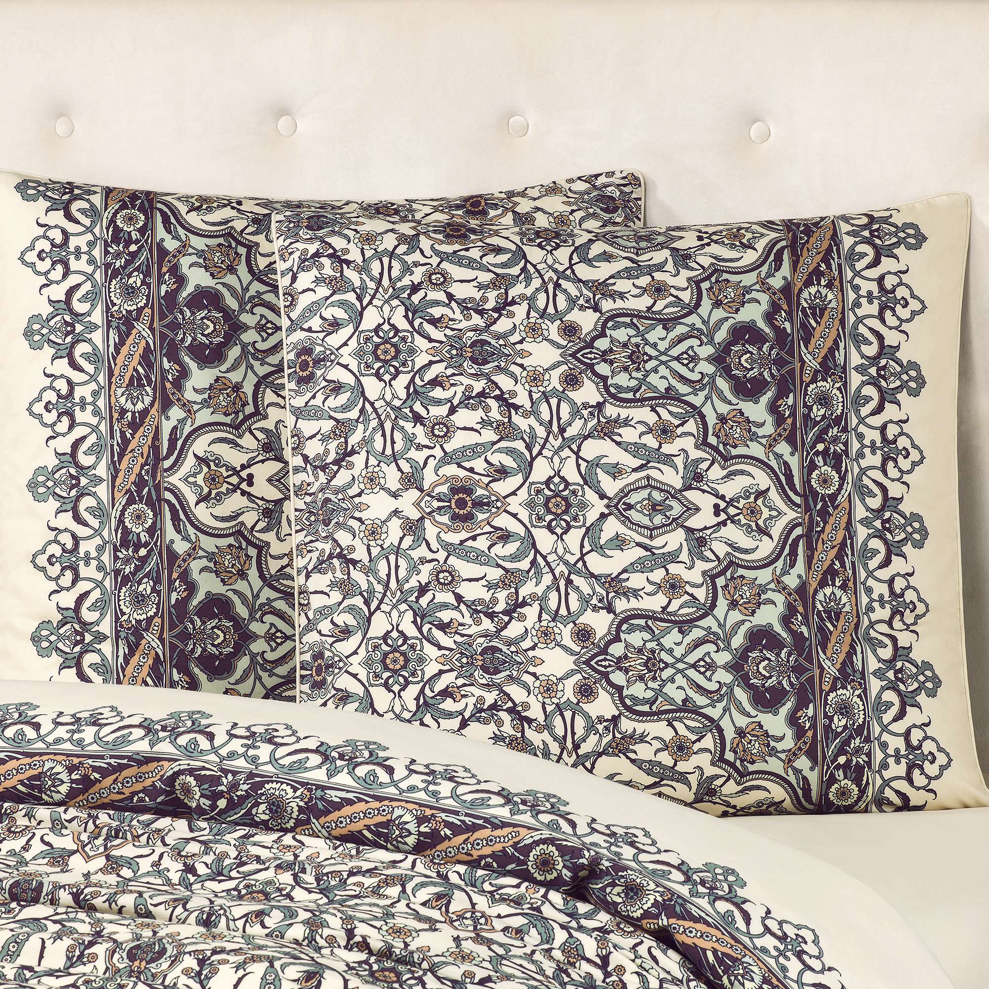 Pillowcase - Samira | Ecru/Emerald Green/Violet | Euro - Image 4
