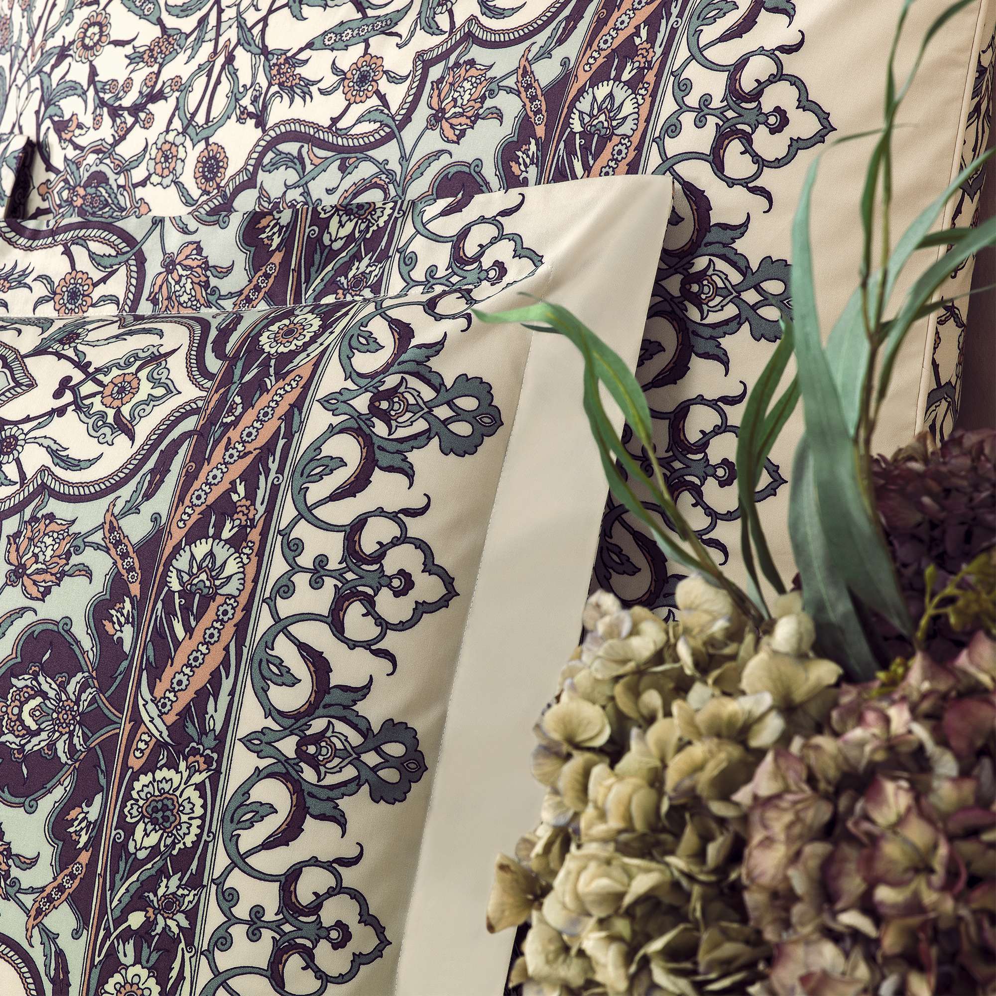 Pillowcase - Samira | Ecru/Emerald Green/Violet | Euro - Image 5