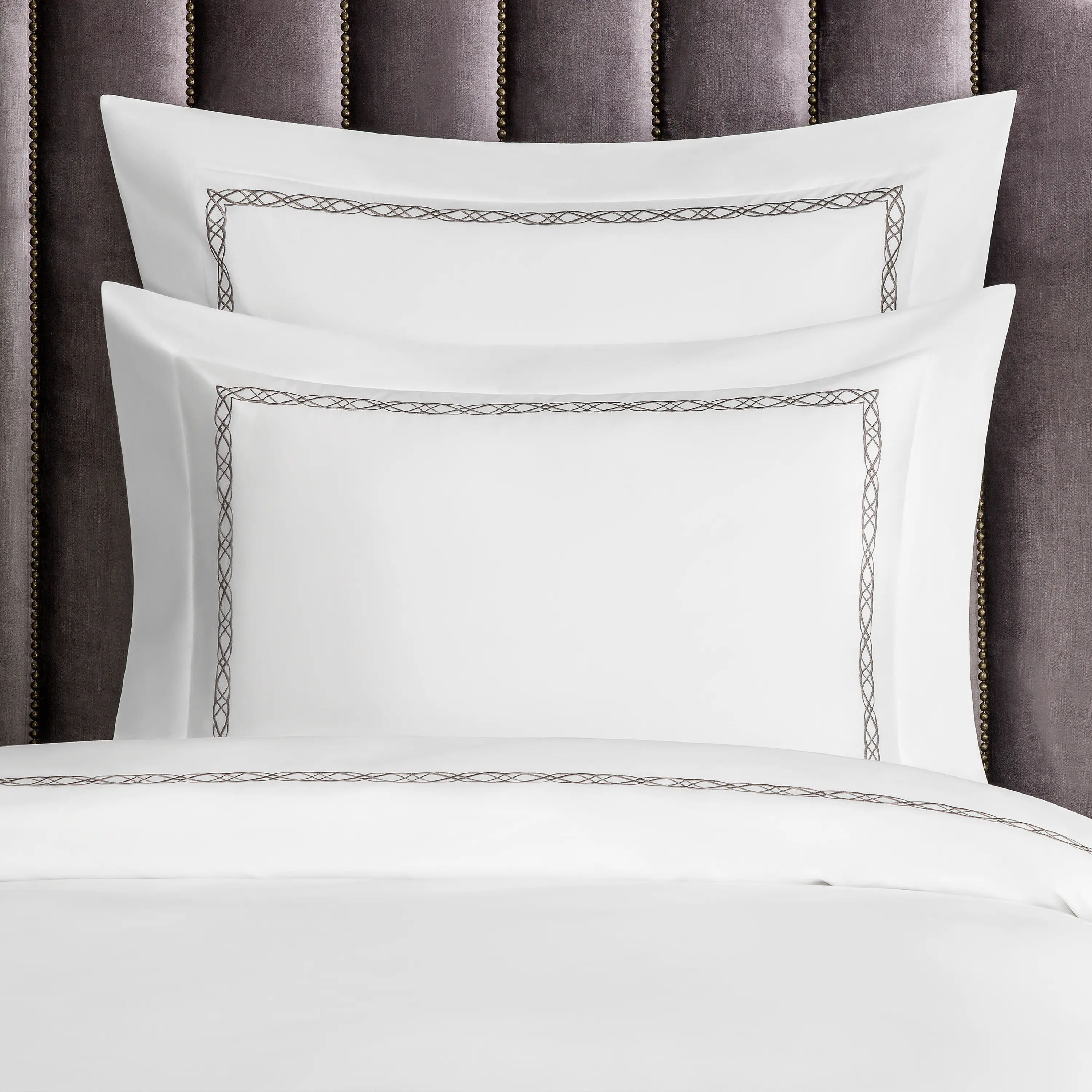 Pillowcase - Set Mia | White/Brown | Euro