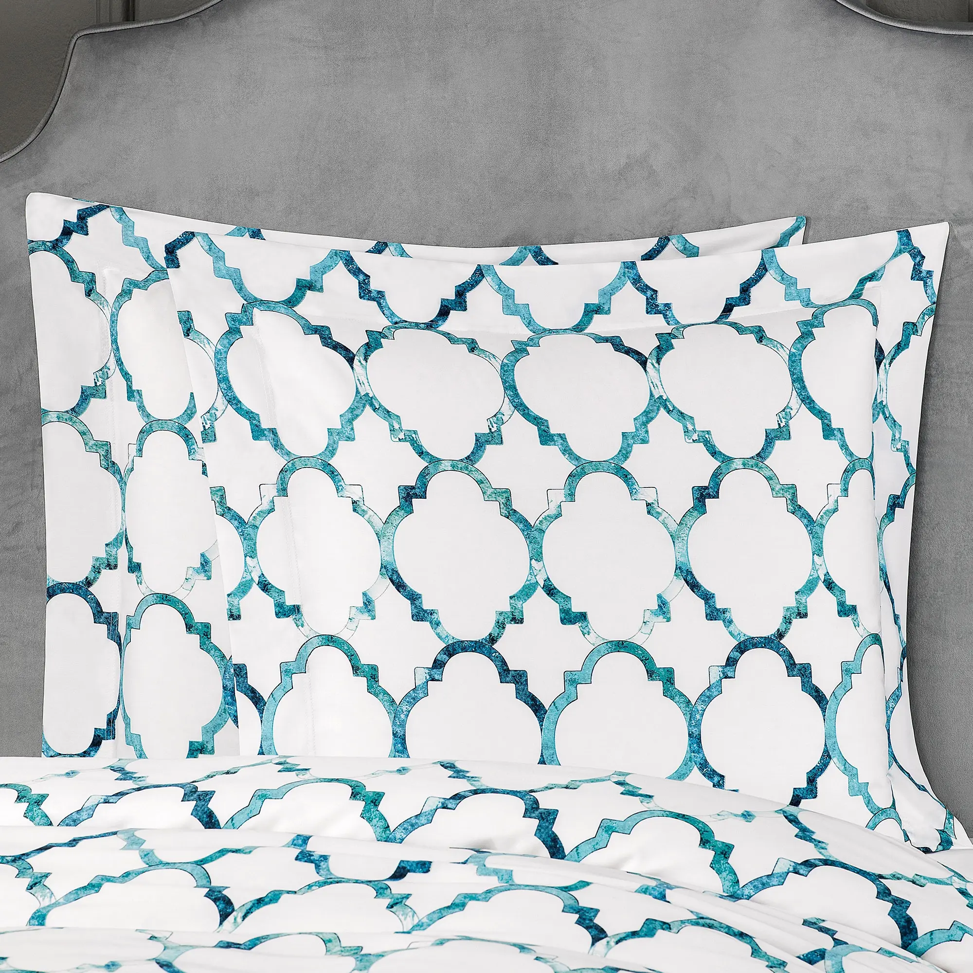 Pillowcase - Taylor | White/Turquoise | Euro