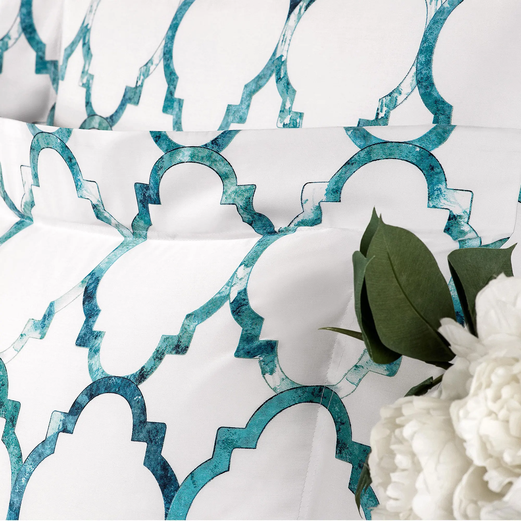 Pillowcase - Taylor | White/Turquoise | Euro - Image 2