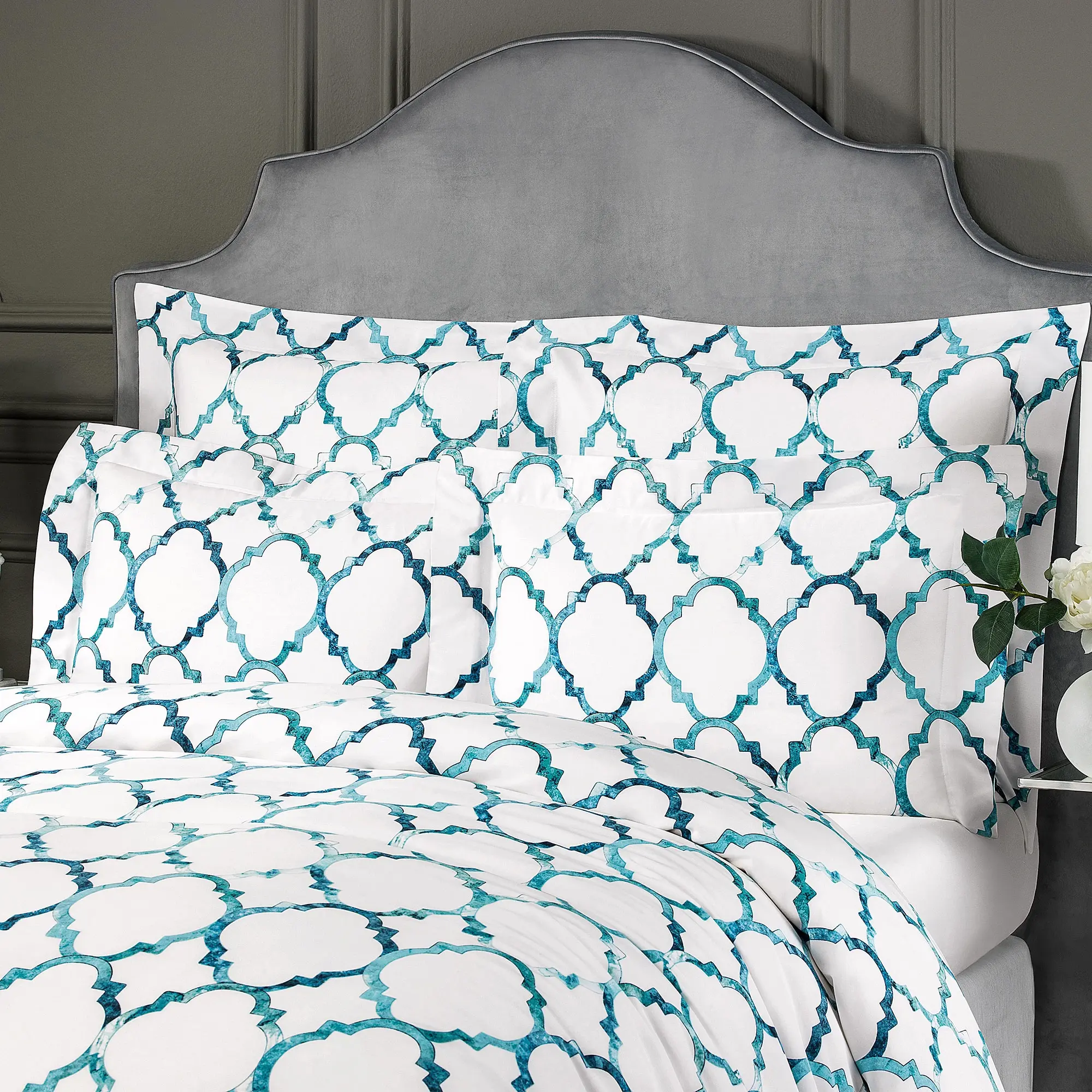 Pillowcase - Taylor | White/Turquoise | Euro - Image 3