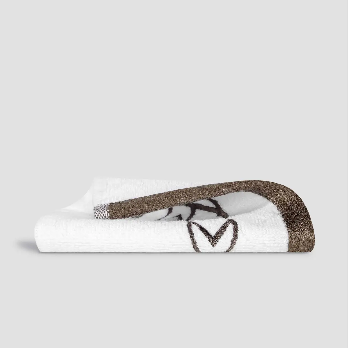 Towel - Mia | White/Brown | 12" x 12"