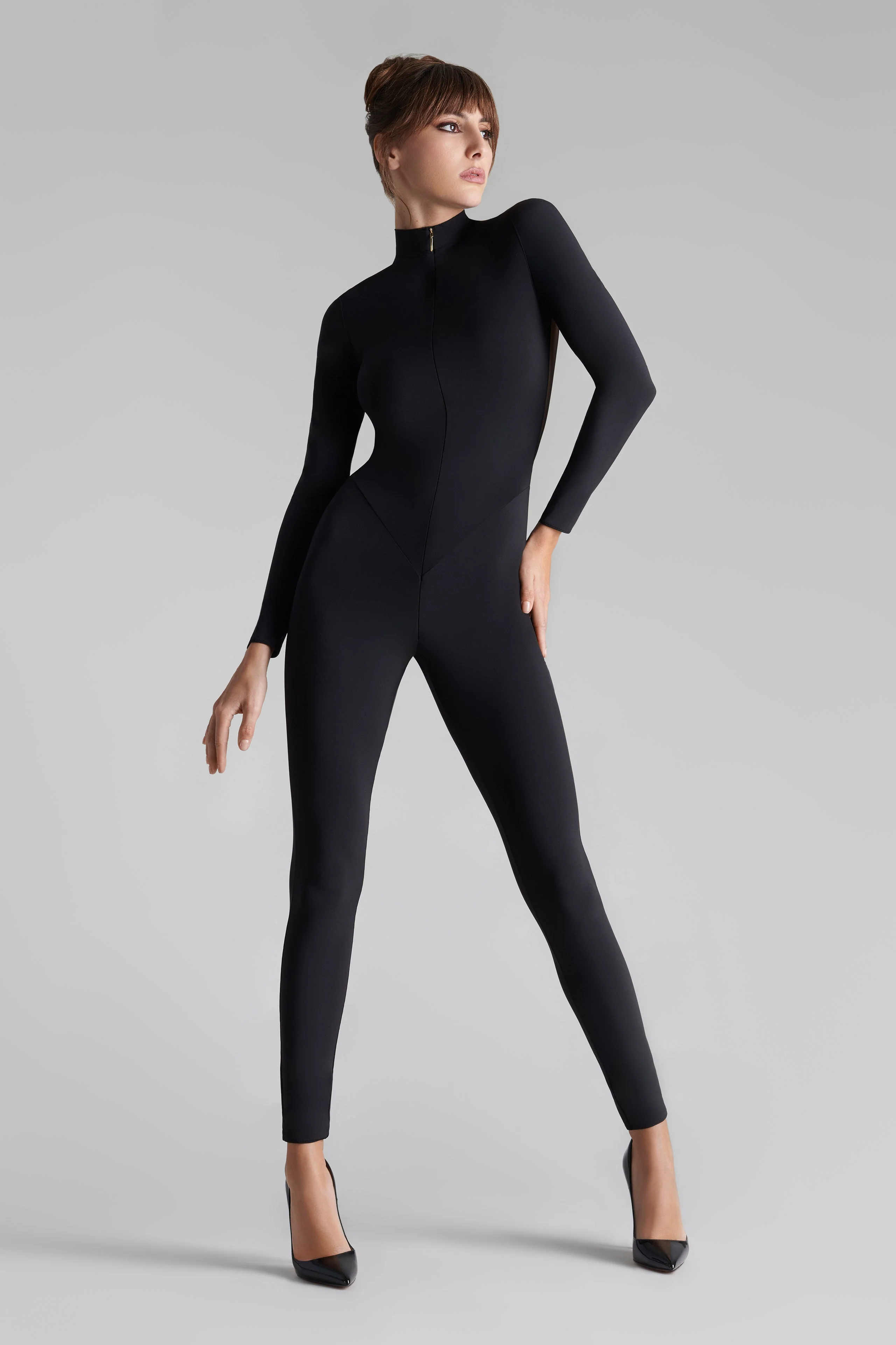 Transparent back long sleeves Jumpsuit - Nuit Fauve | Tawny - Image 3