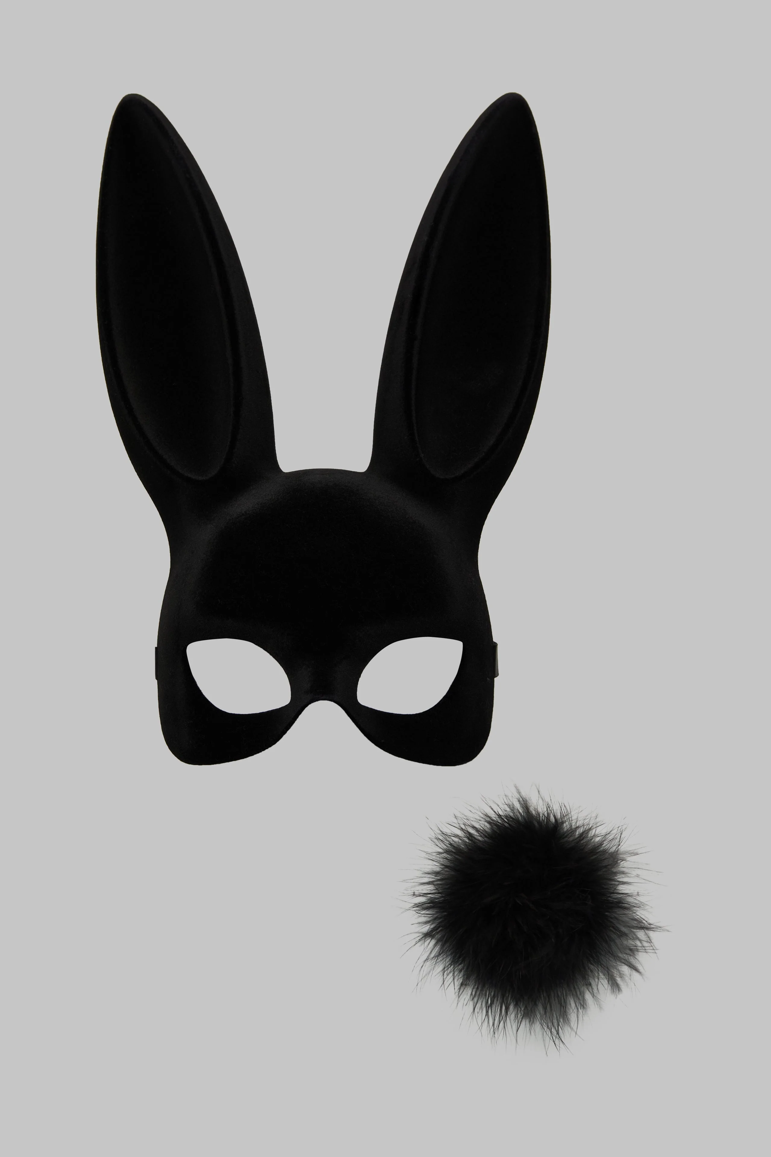 Velvet bunny mask with pompom - Les Fetiches | Black - Image 3