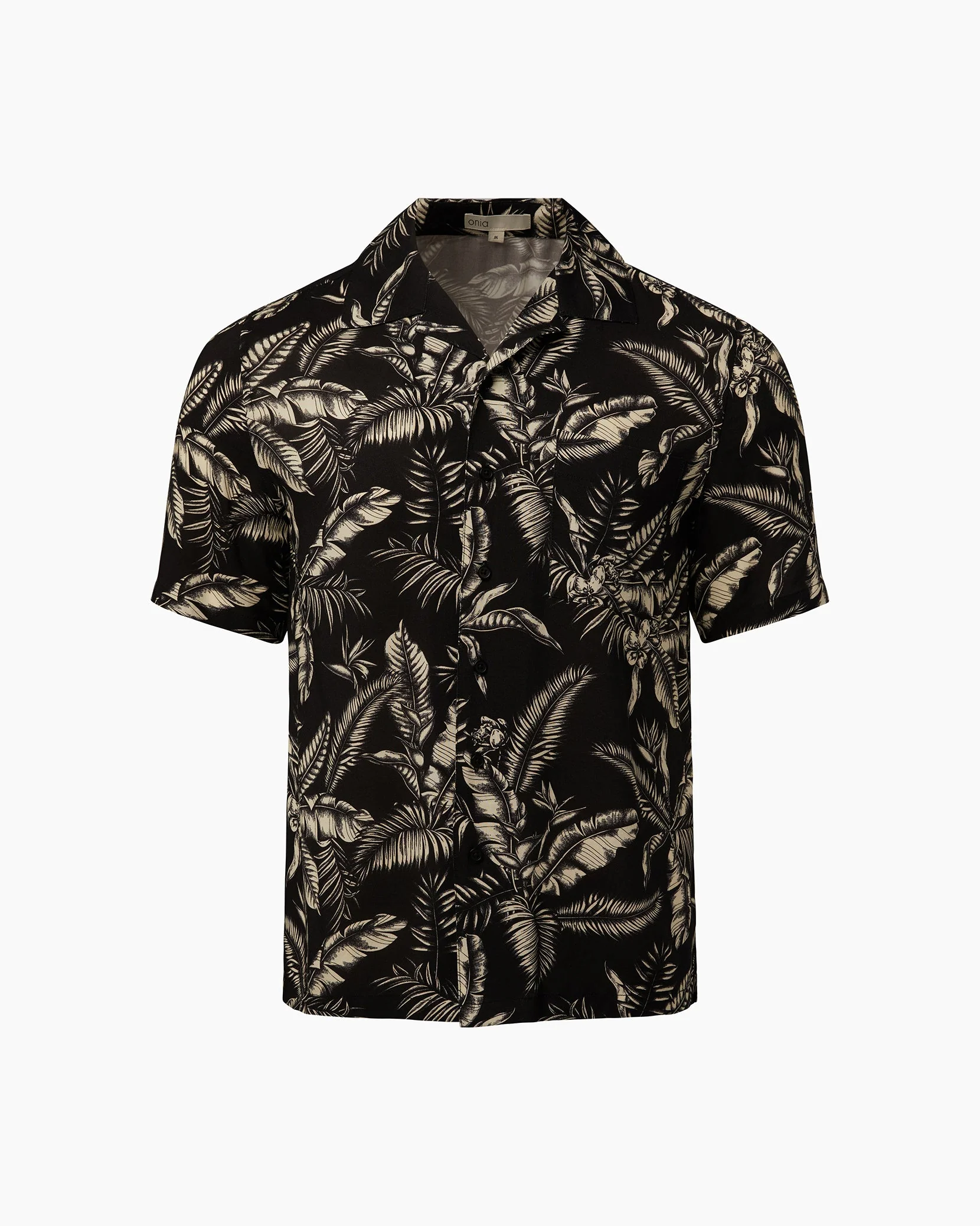 Mens | Viscose Camp Collar Shirt | Black