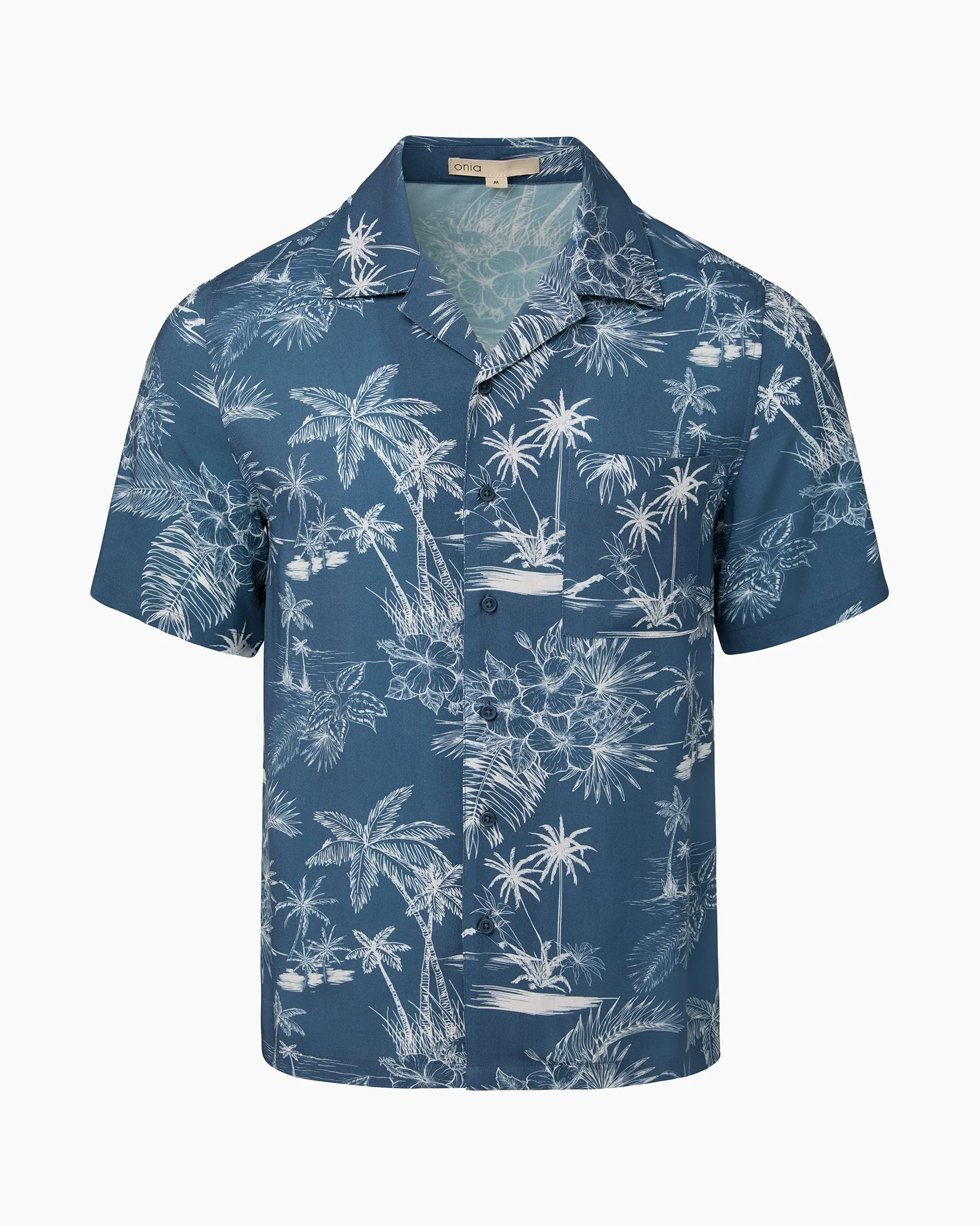 Mens | Viscose Camp Collar Shirt | Vintage Indigo