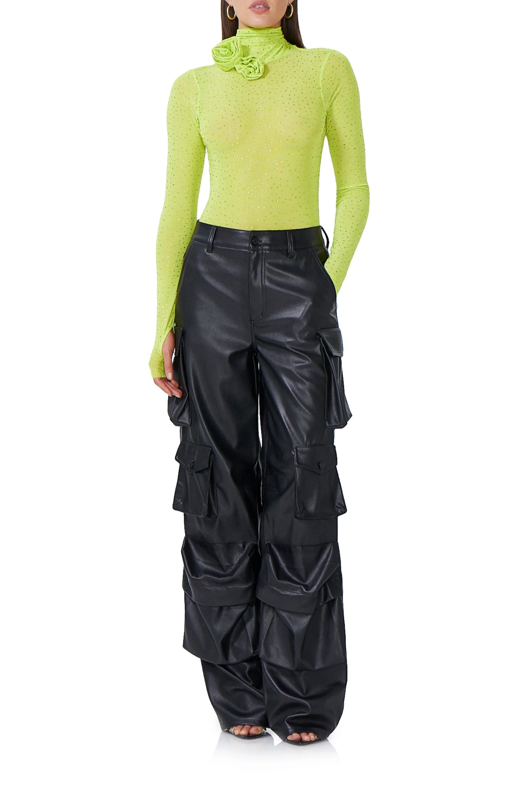 Zadie Rosette Rhinestone Top | Lime Punch