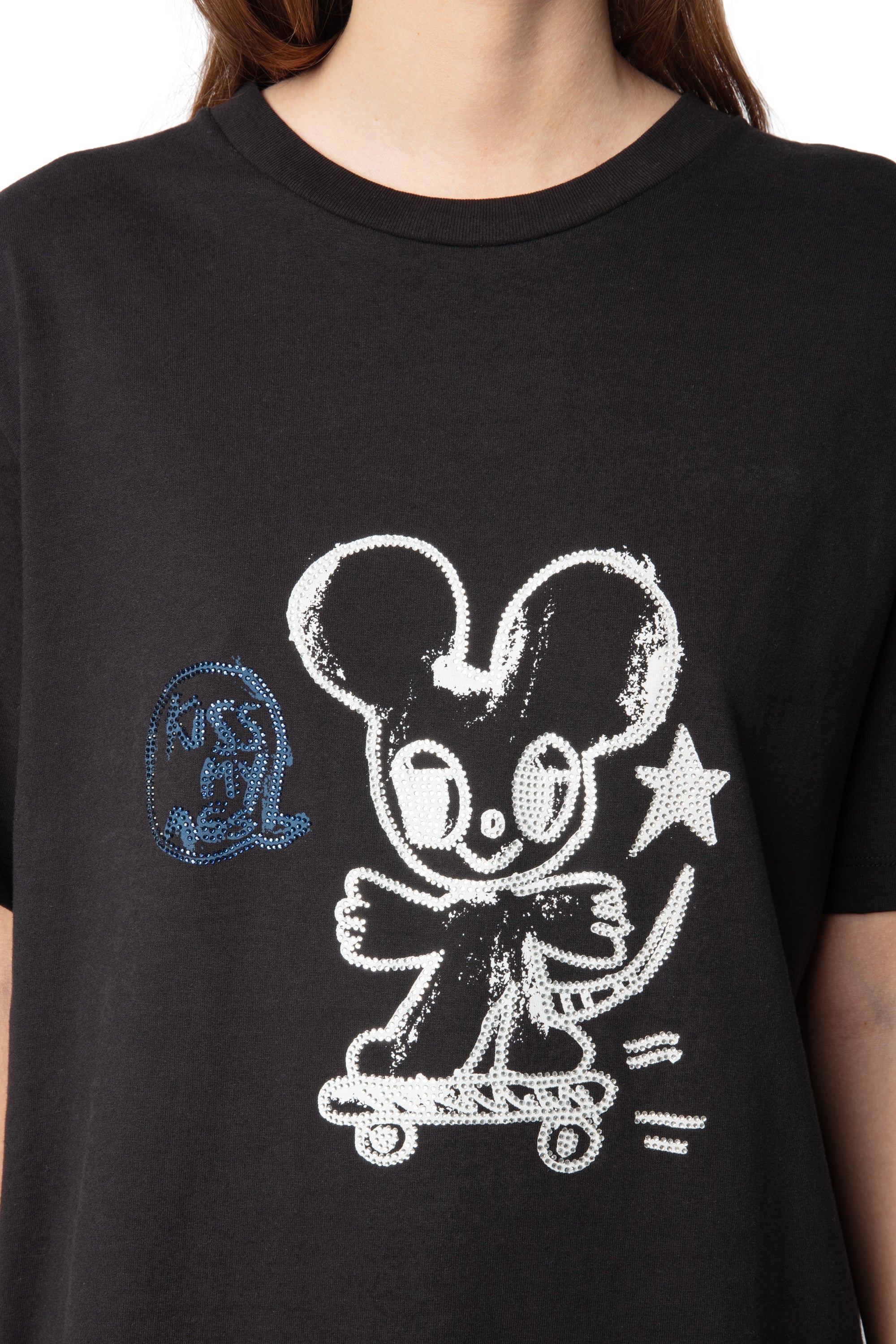 Edwin BC Happy Mouse Strass T-Shirt | Black - Image 3