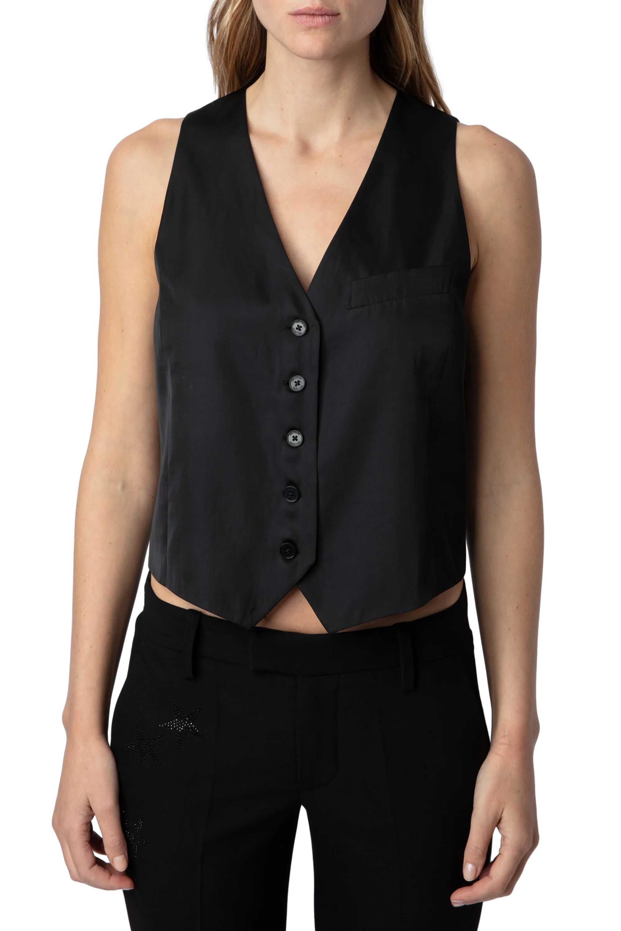 Emaux Satin Top | Black