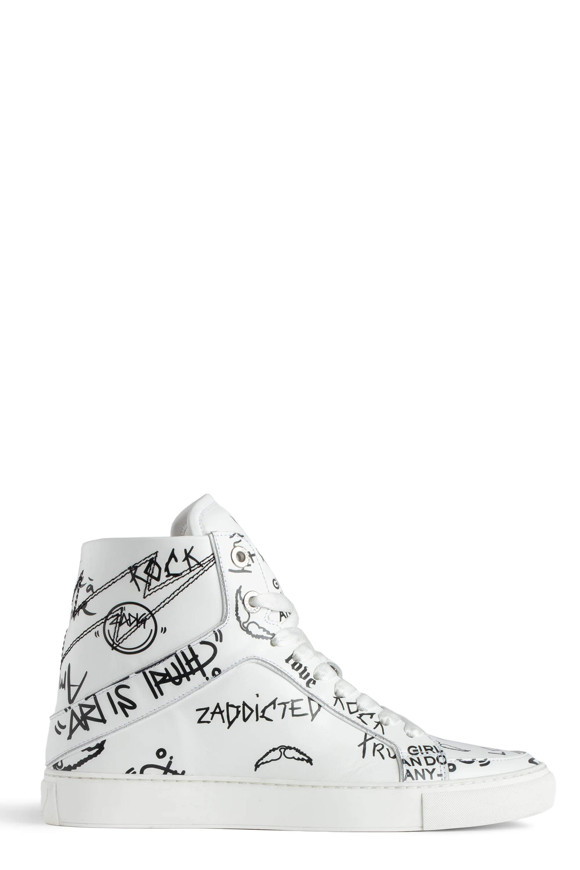 High Flash Smooth Calfskin Graffiti Sneakers | White